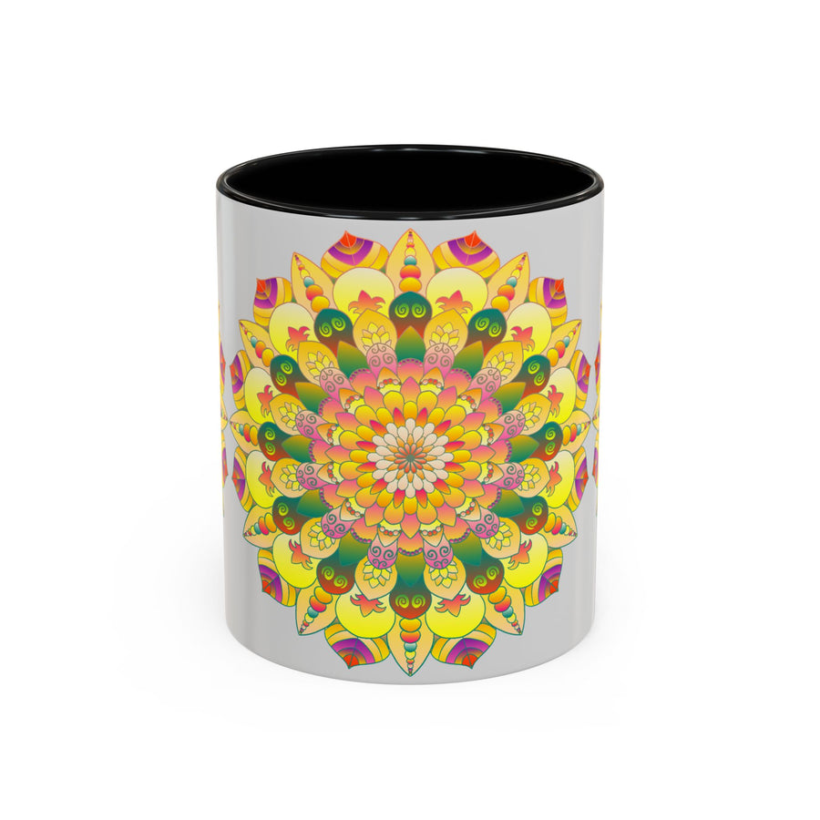 Beautiful ceramic mug with intricate floral mandala design