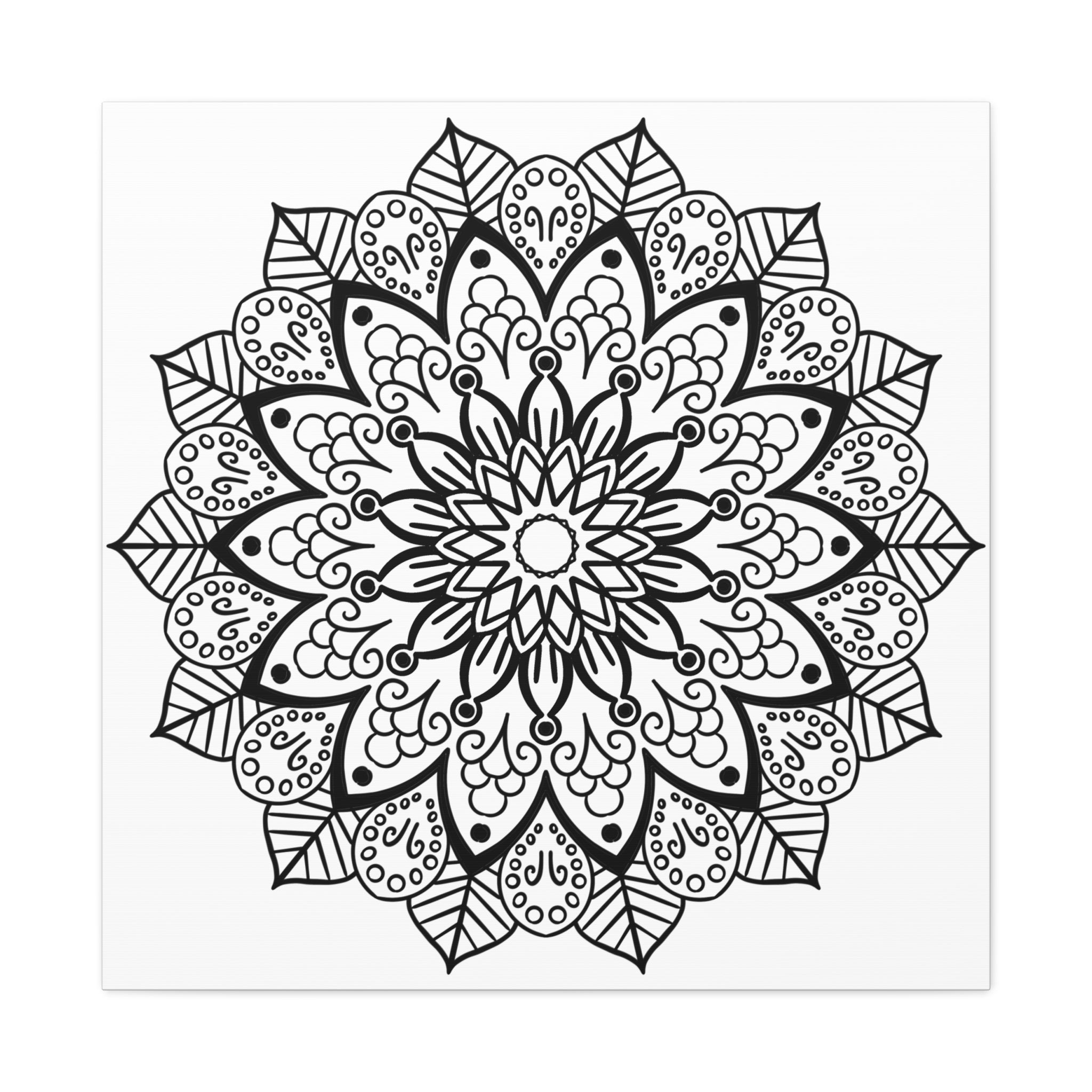 Handmade Mandala Art - Black & White Wall Art - Matte Canvas, Stretched, 125 - Intricately designed spiritual artwork perfect for home decor