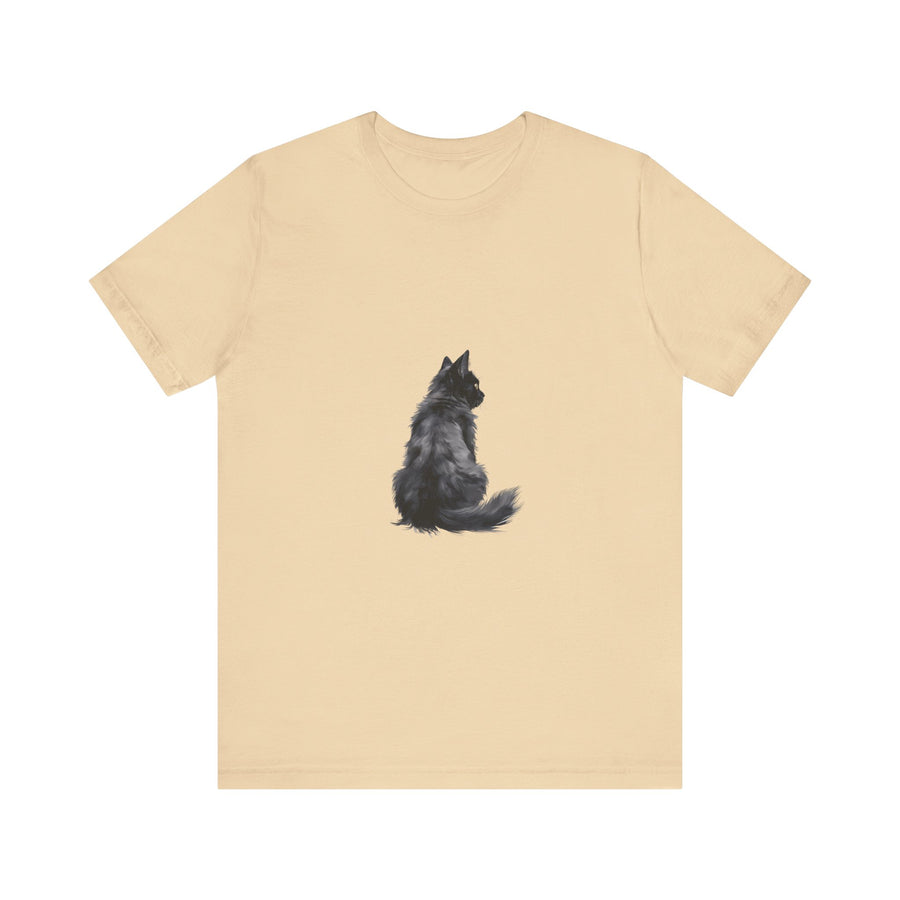 Black cat silhouette tee with a cozy and stylish design for cat lovers