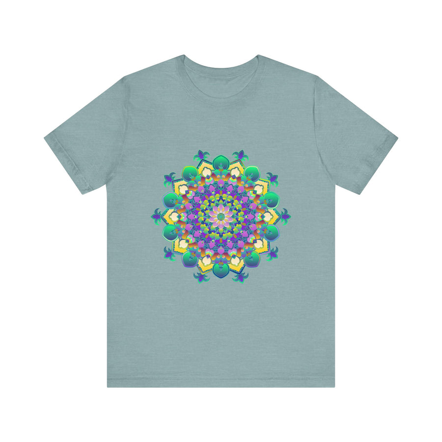 Colorful Mandala Meditation Tee - Peace & Tranquility: A beautiful, vibrant t-shirt featuring a mesmerizing mandala design, perfect for promoting peace and tranquility during meditation and mindfulness practices