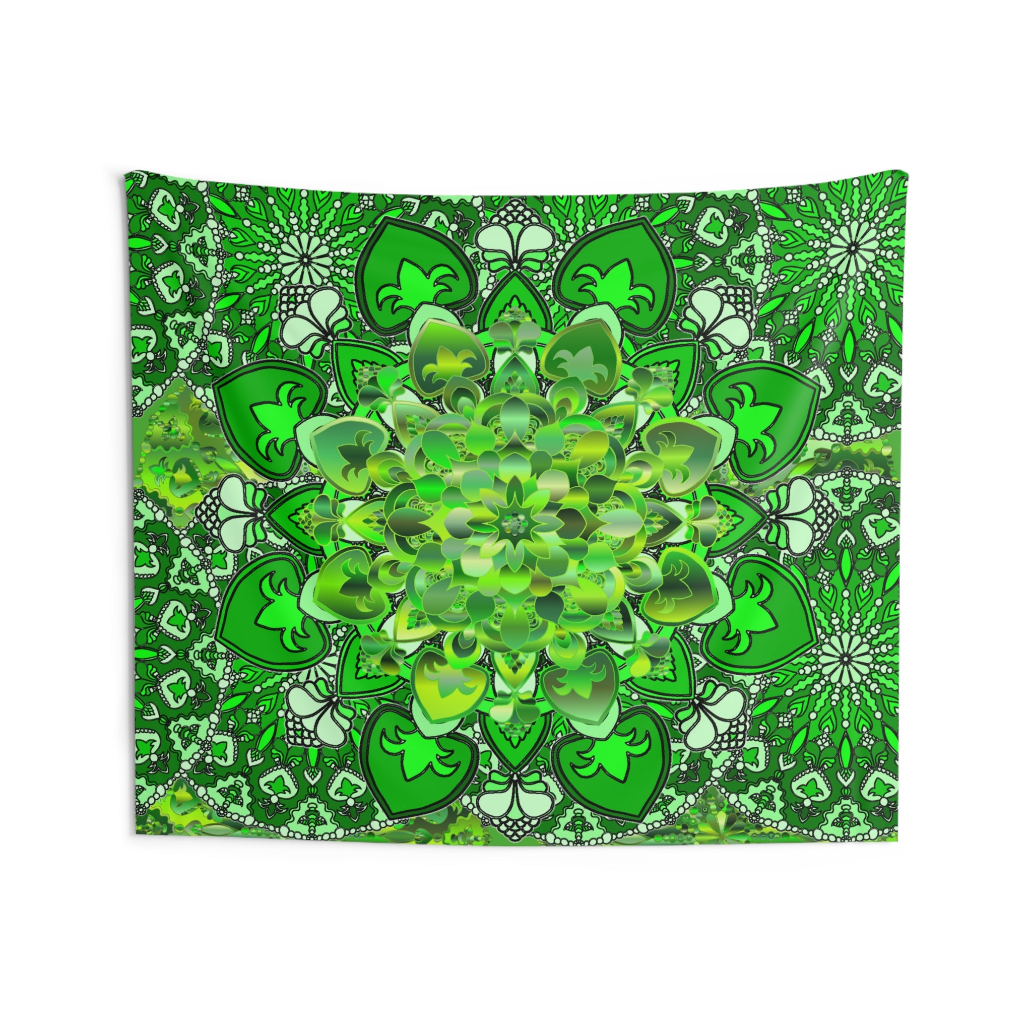 Green Mandala Wall Tapestry - Bohemian Psychedelic Bedroom Decor