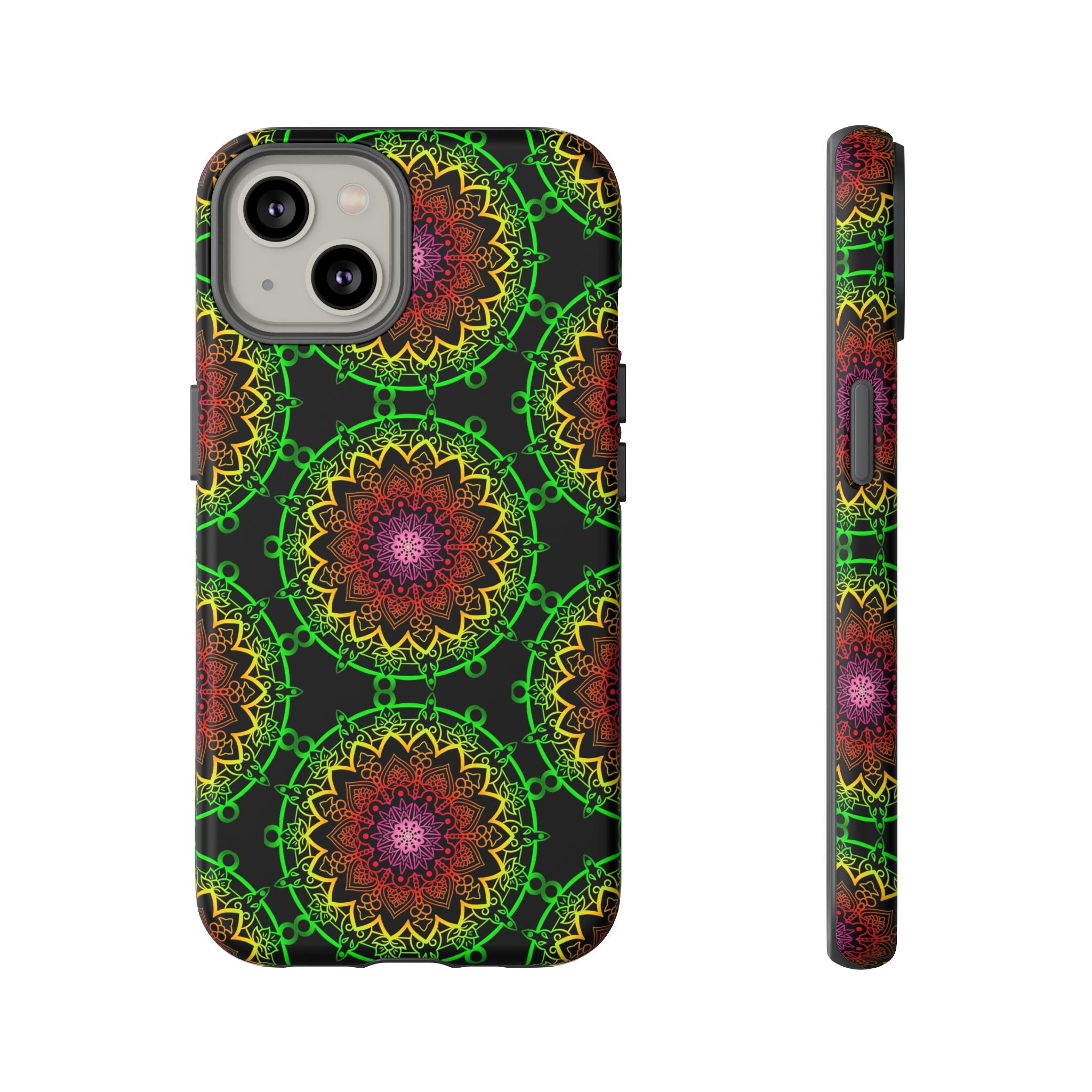 Custodia per telefono con mandala artistica, motivi audaci e stile moderno