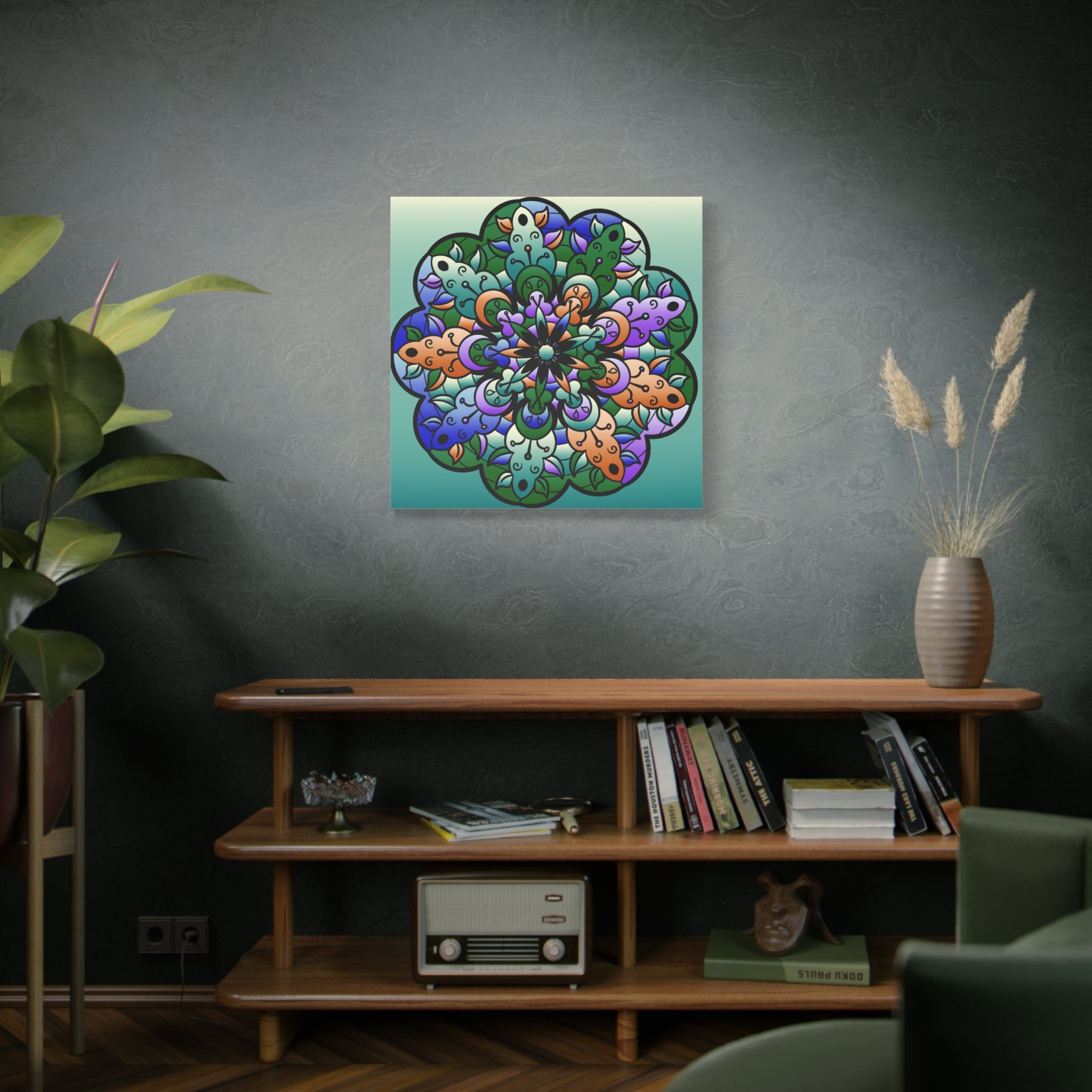 Stampa su tela opaca Mandala floreale — Arte da parete colorata su telaio