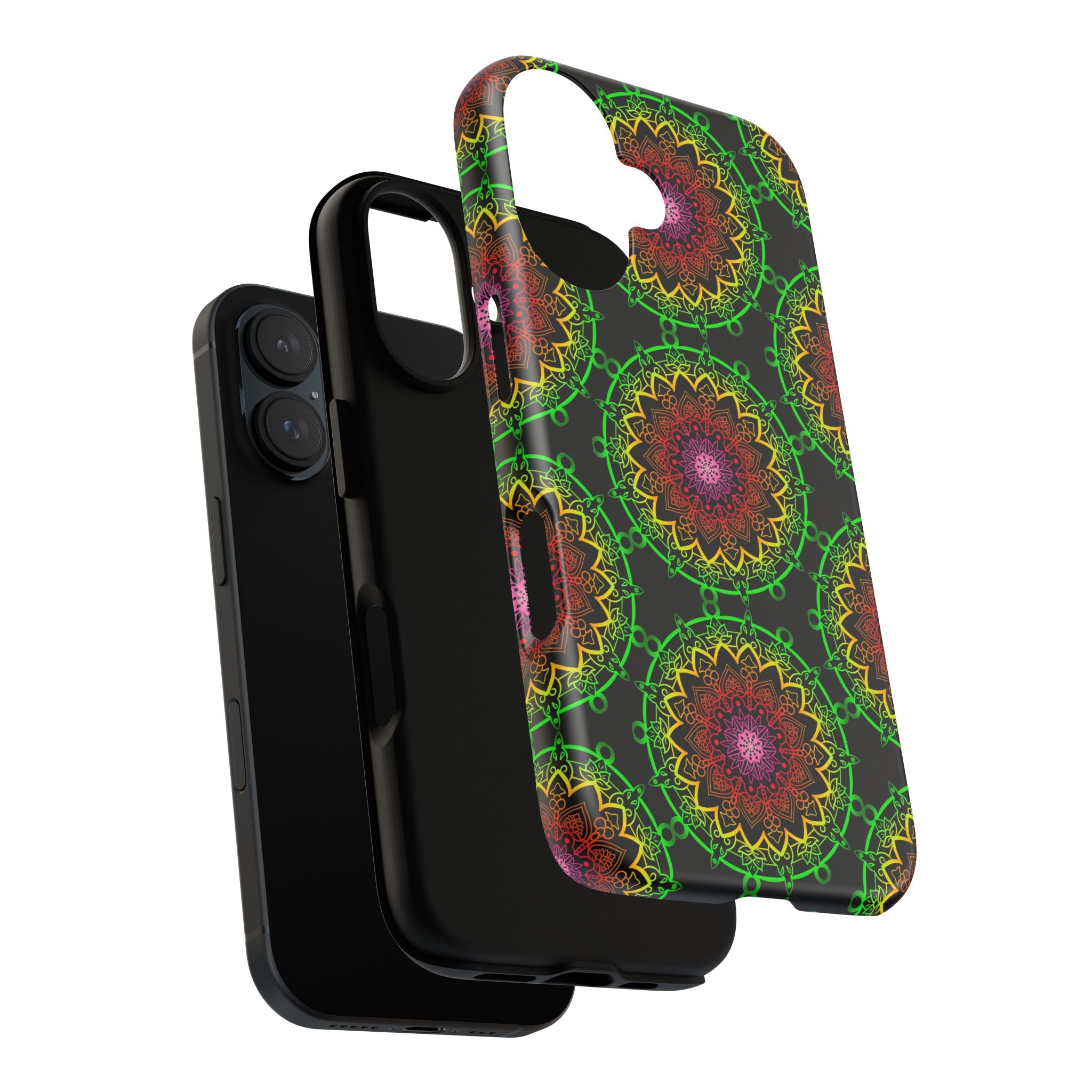 Custodia per telefono con mandala artistica, motivi audaci e stile moderno