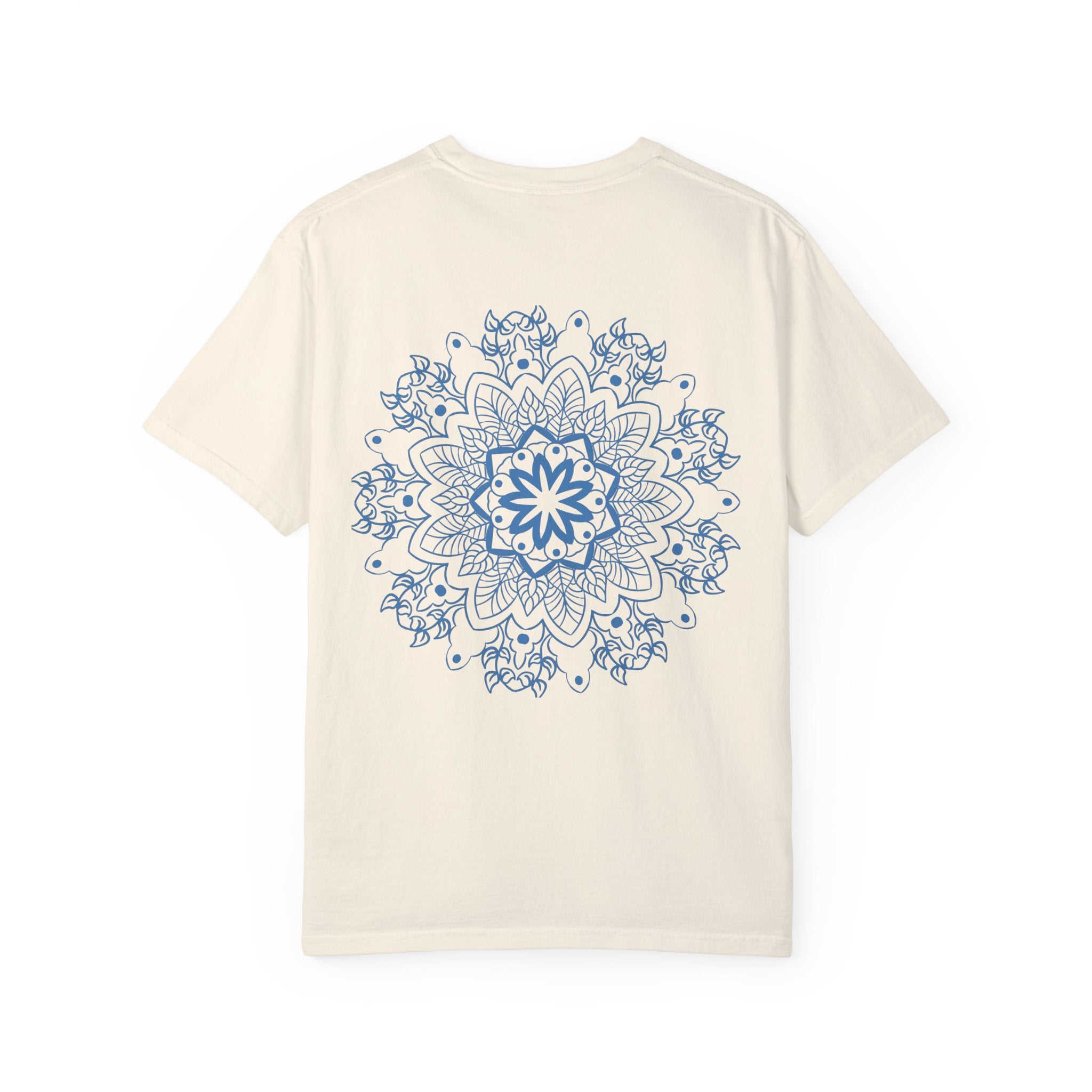 Handmade Mandala Art Tshirt - Unisex Garment-Dyed Tee in vibrant colors with intricate mandala design, perfect for both men and women
