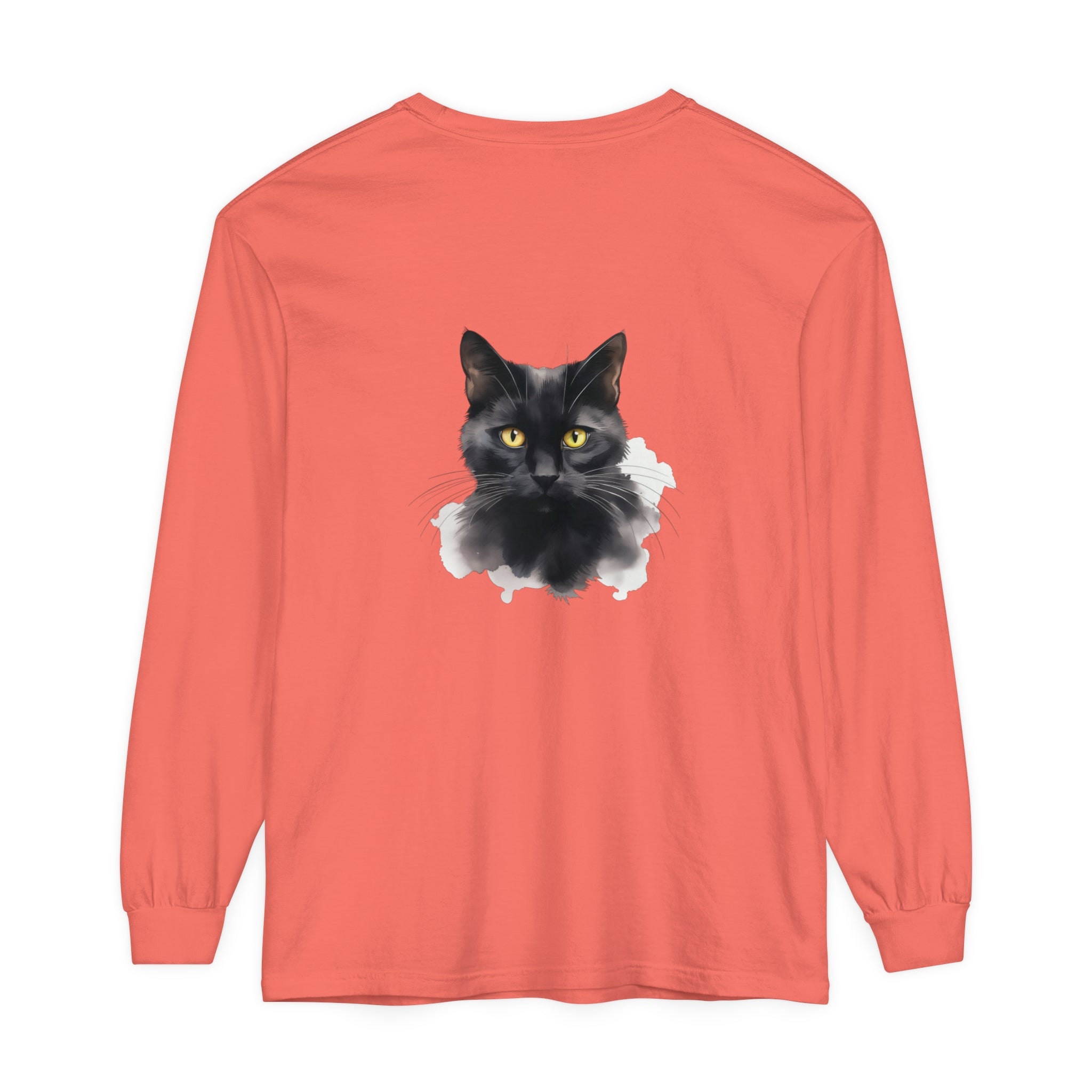 Unisex Long Sleeve T-Shirt showcasing Black Cat Portrait