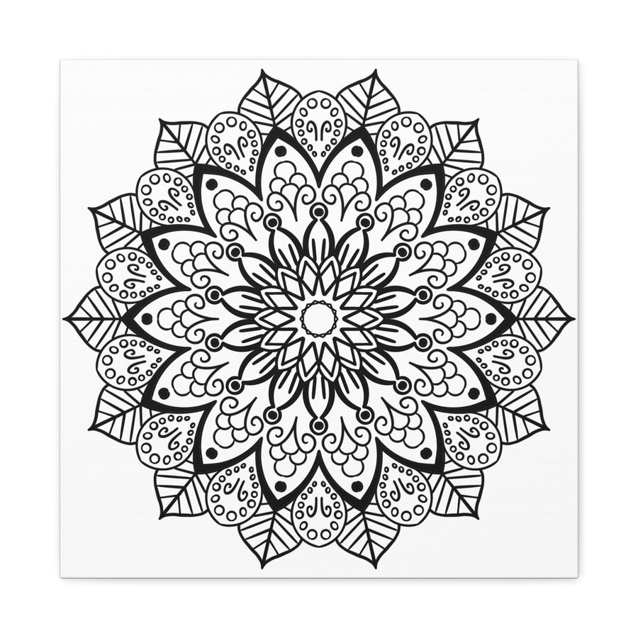 Handmade Mandala Art - Black & White Wall Art - Matte Canvas, Stretched, 125 - Beautiful intricate mandala design on stretched canvas