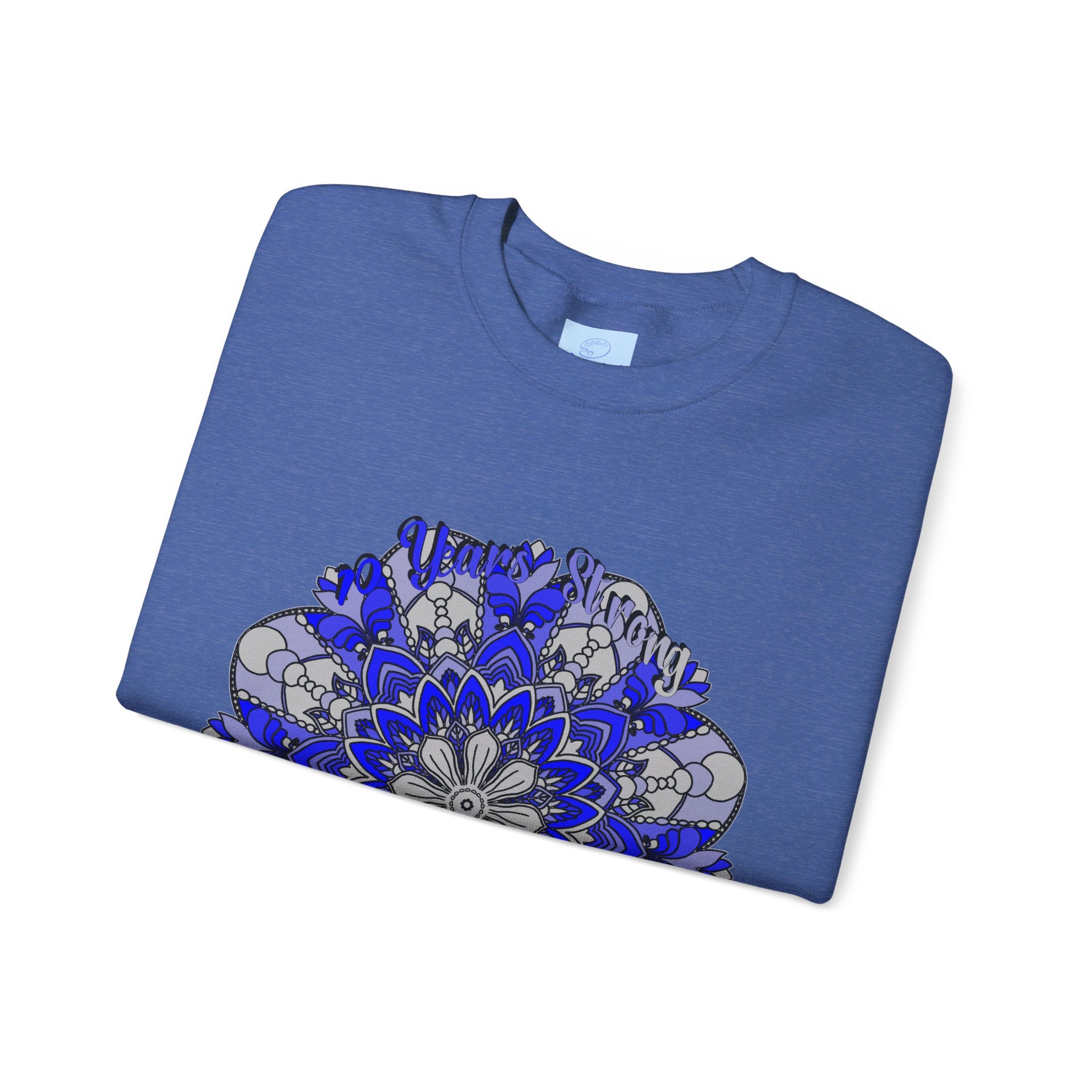10th Anniversary 10 Years Strong Unisex Sweatshirt in Navy Lifestyle Shot in Urban Setting