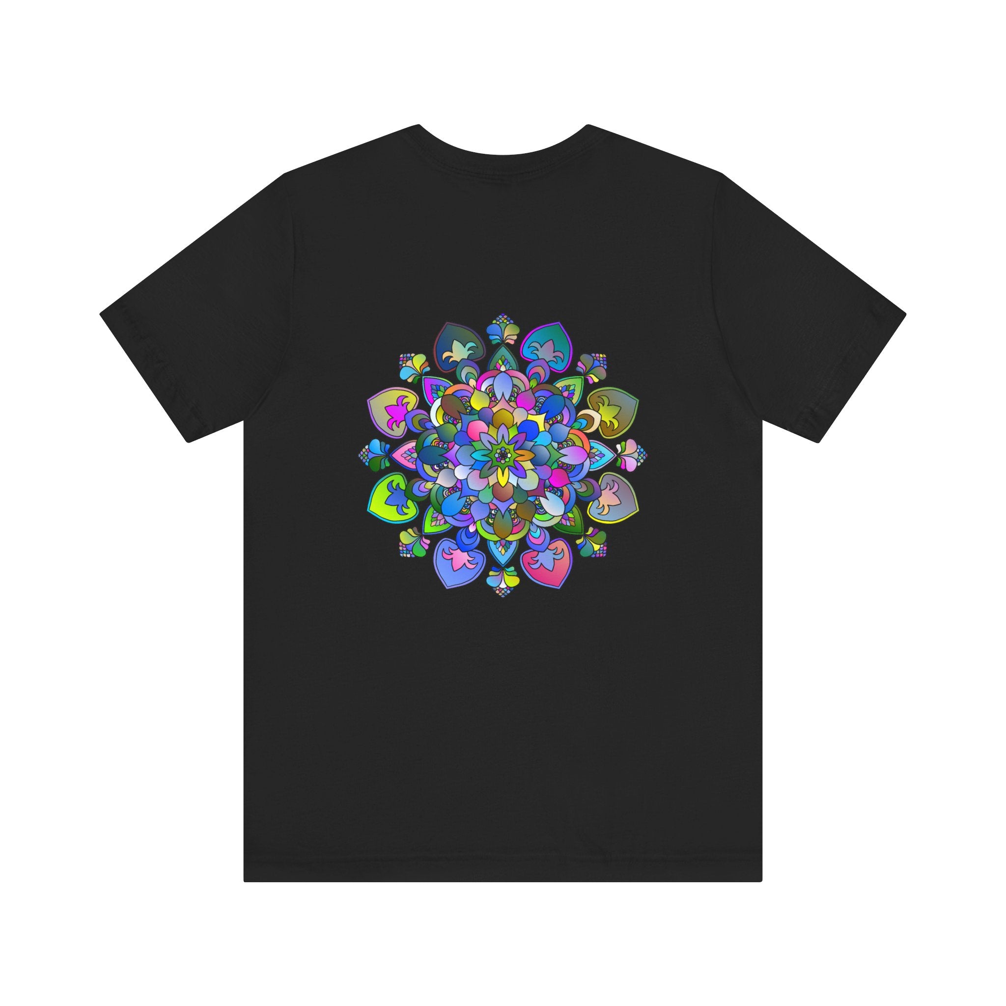 Intricate blue and green mandala t-shirt representing harmony