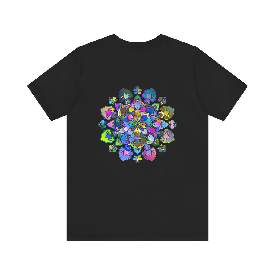 Intricate blue and green mandala t-shirt representing harmony