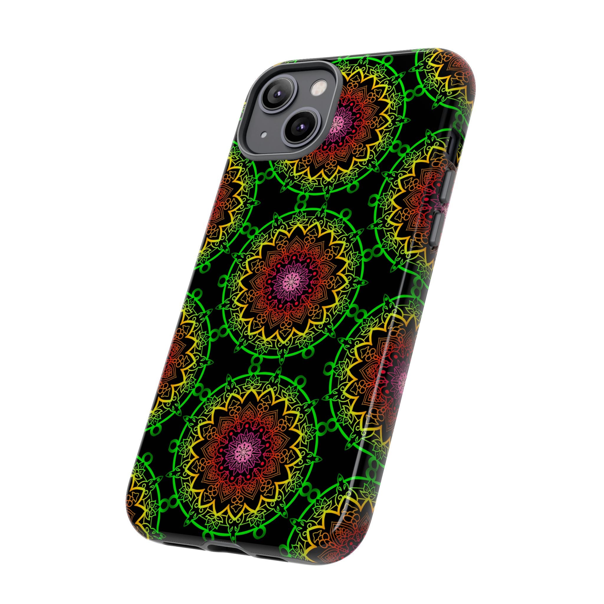 Custodia per telefono con mandala artistica, motivi audaci e stile moderno