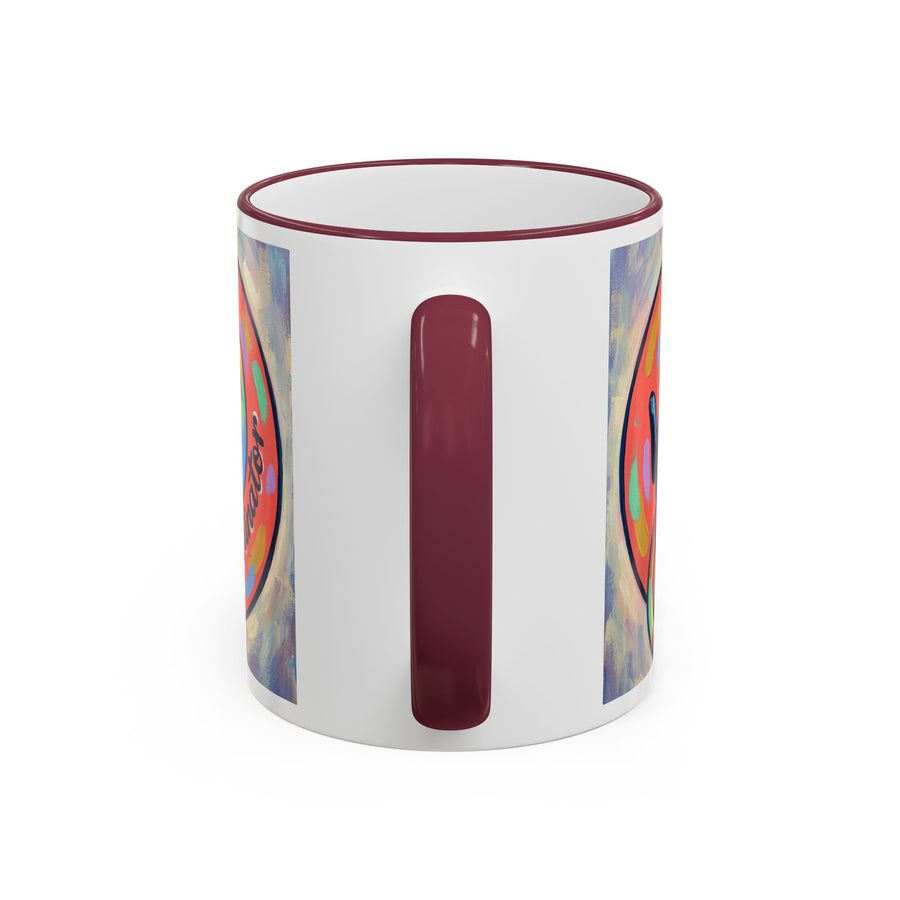 Colorful Paw Print Pet Lover Accent Rim Mug (11oz/15oz)