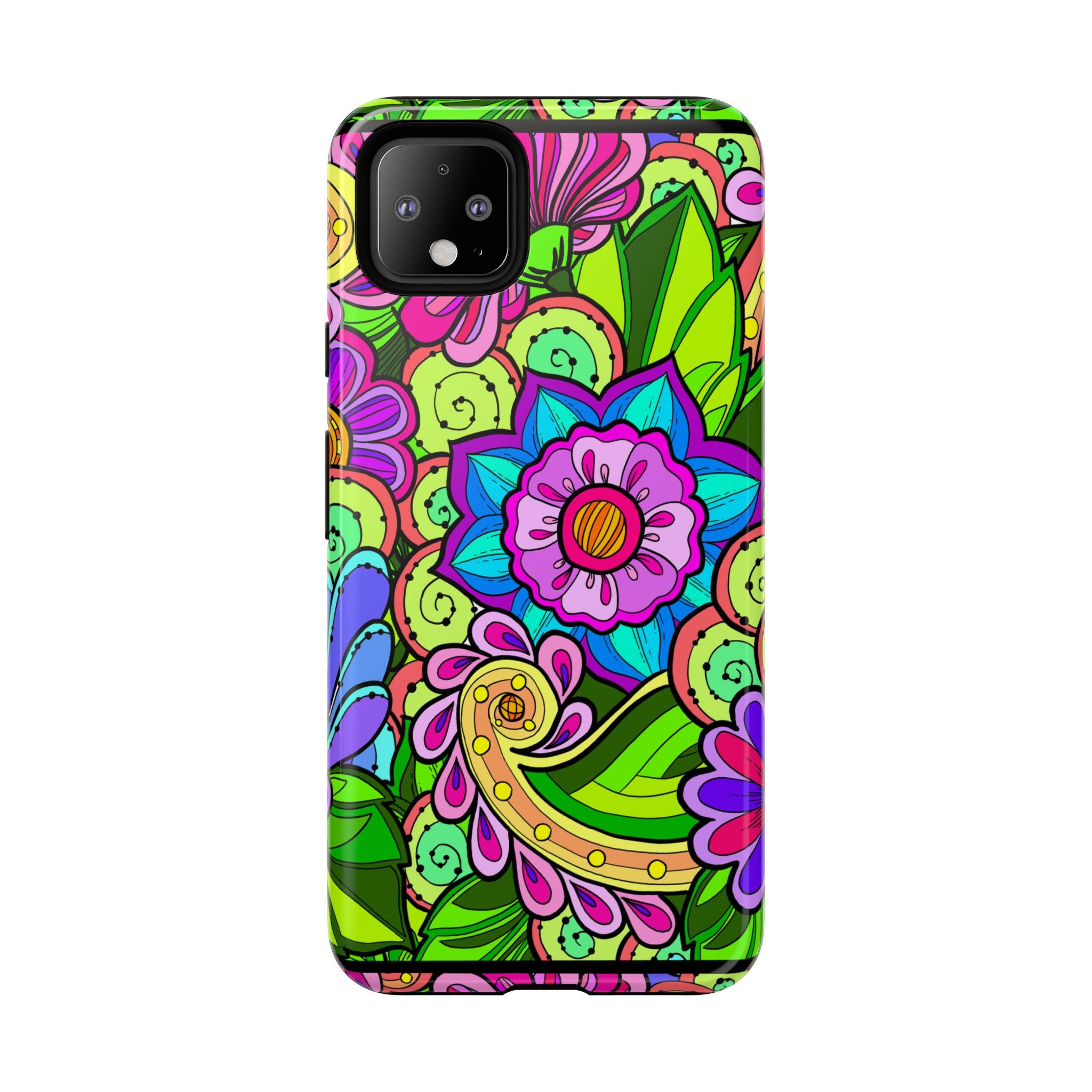 Floral Fantasy iPhone and Google Pixel Case in Bright Green Palette