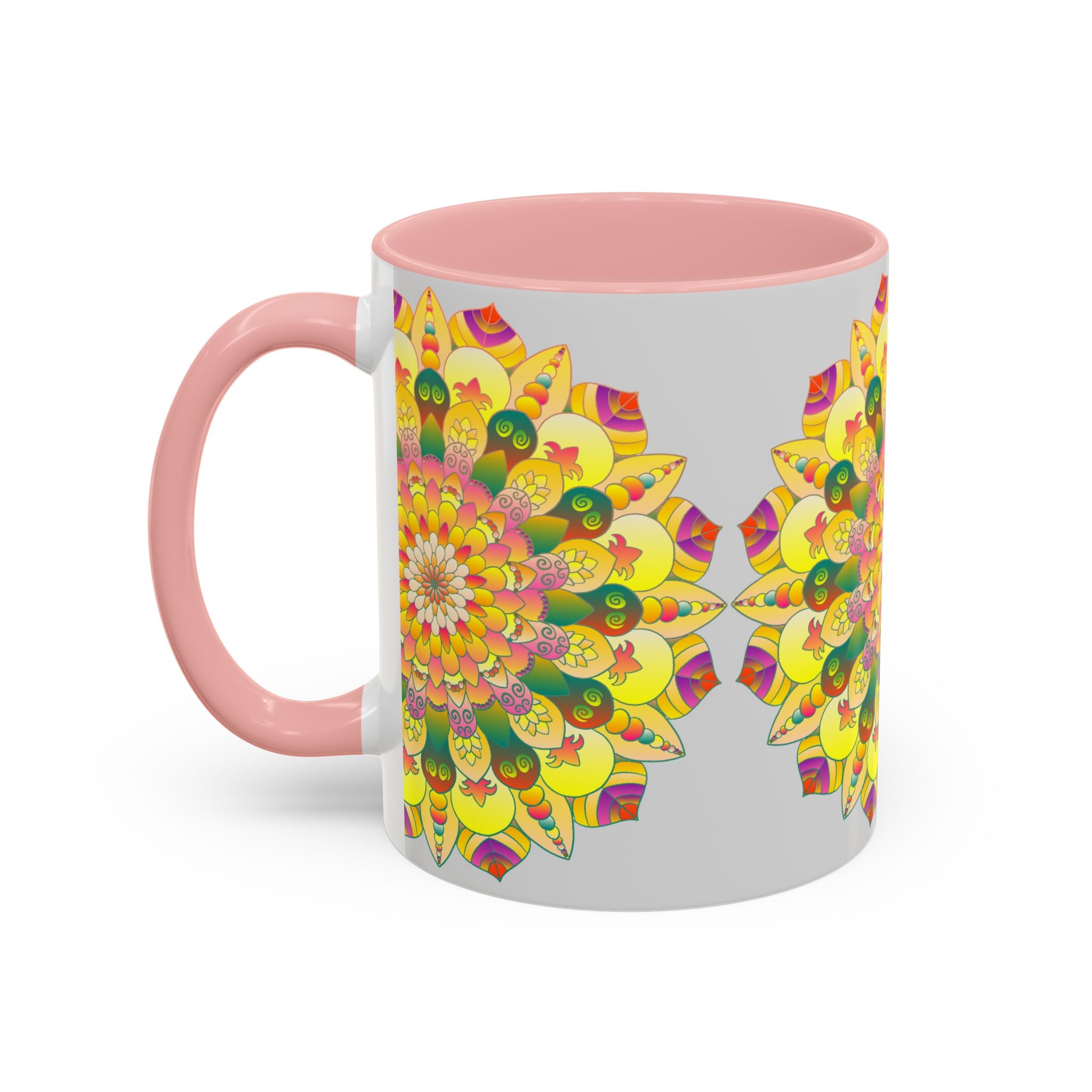 Stunning mug featuring a captivating and colorful floral mandala