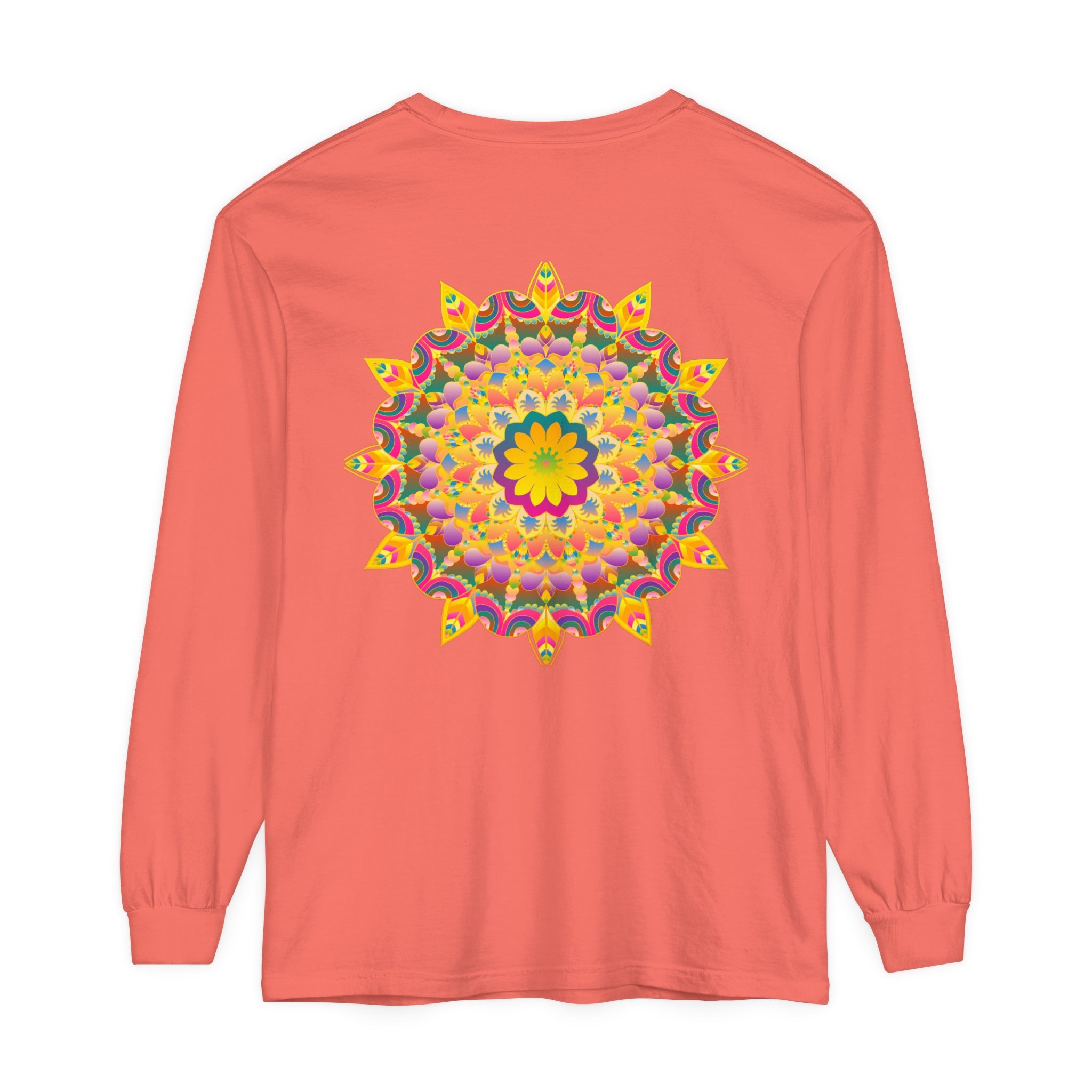 Colorful psychedelic mandala design long sleeve t-shirt for men and women