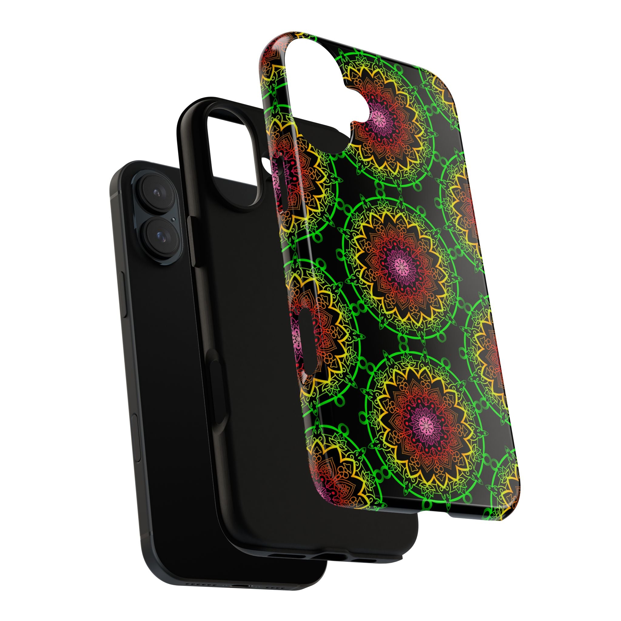 Custodia per telefono con mandala artistica, motivi audaci e stile moderno