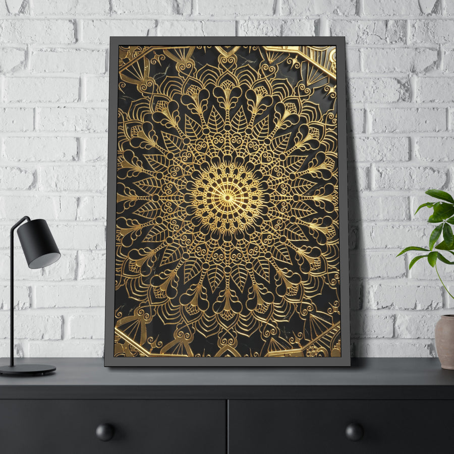 Majestic Stillness – Black & Gold Luxury Framed Poster