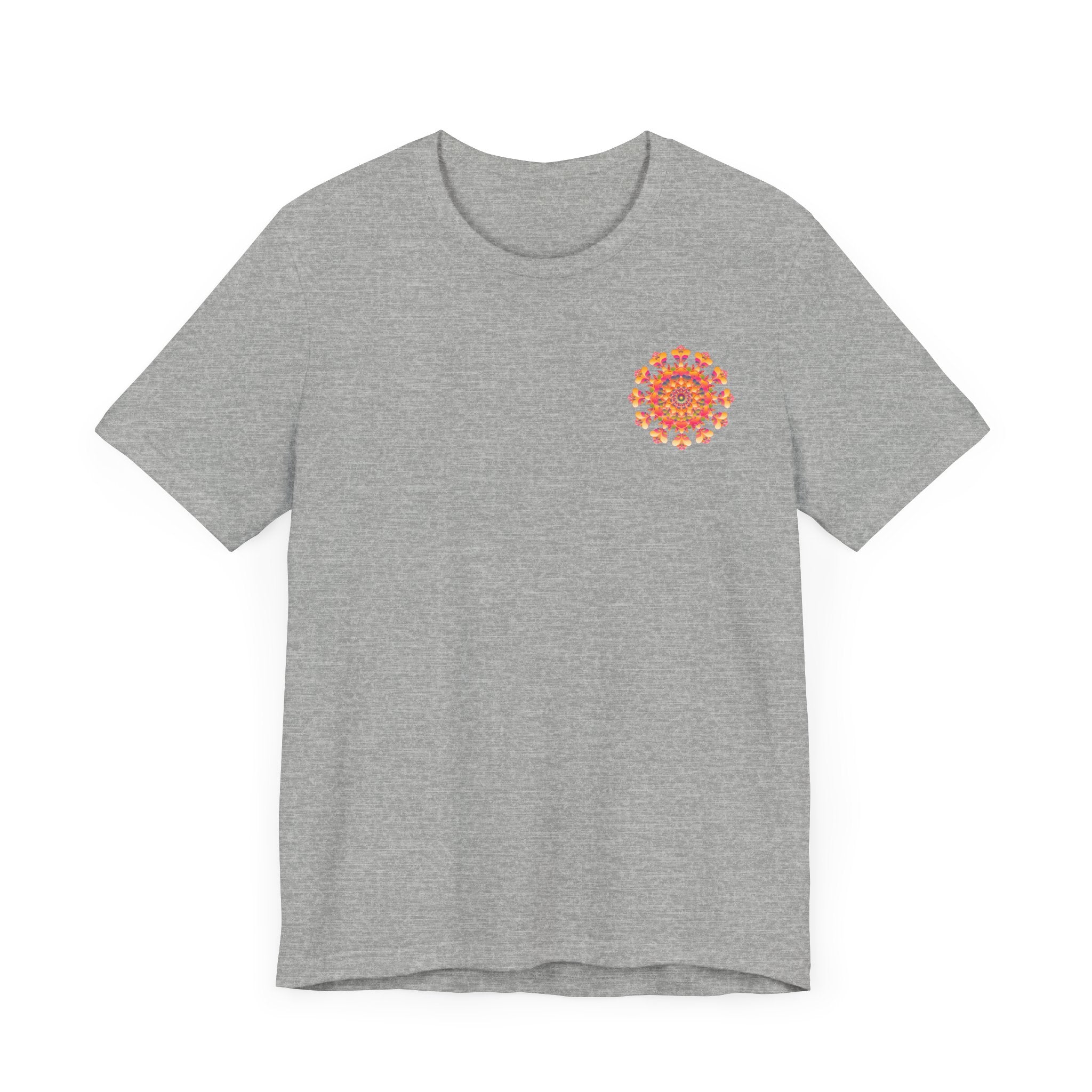 Colorful tee with vibrant mandala pattern promoting inner harmony