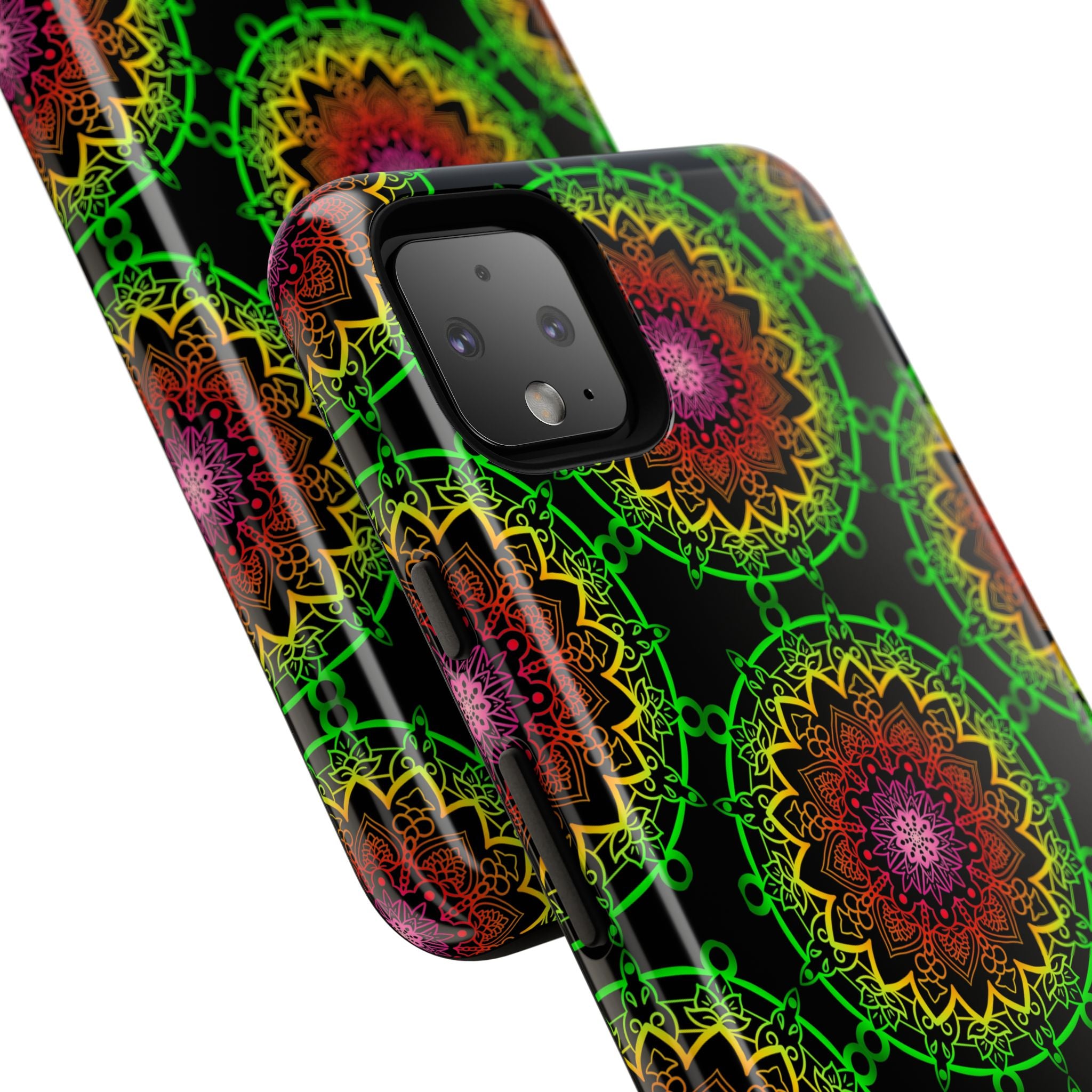 Custodia per telefono con mandala artistica, motivi audaci e stile moderno
