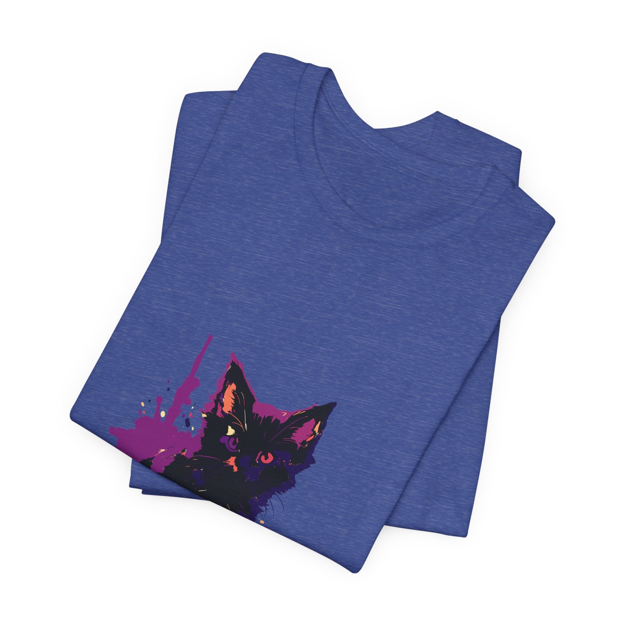 Black Cat Mystery - Purple Paint Splatter T-Shirt