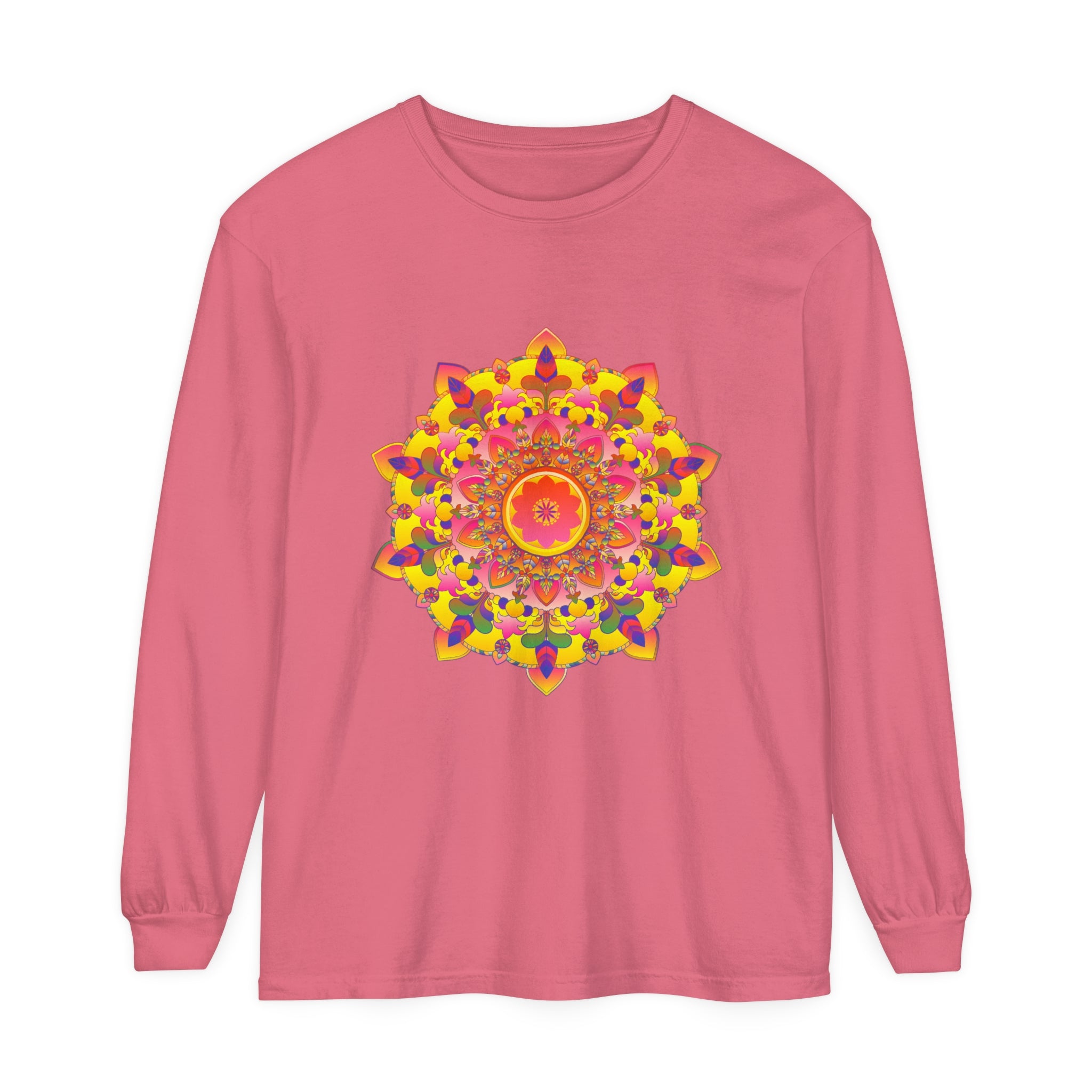 Vibrant mandala design long sleeve t-shirt for men and women