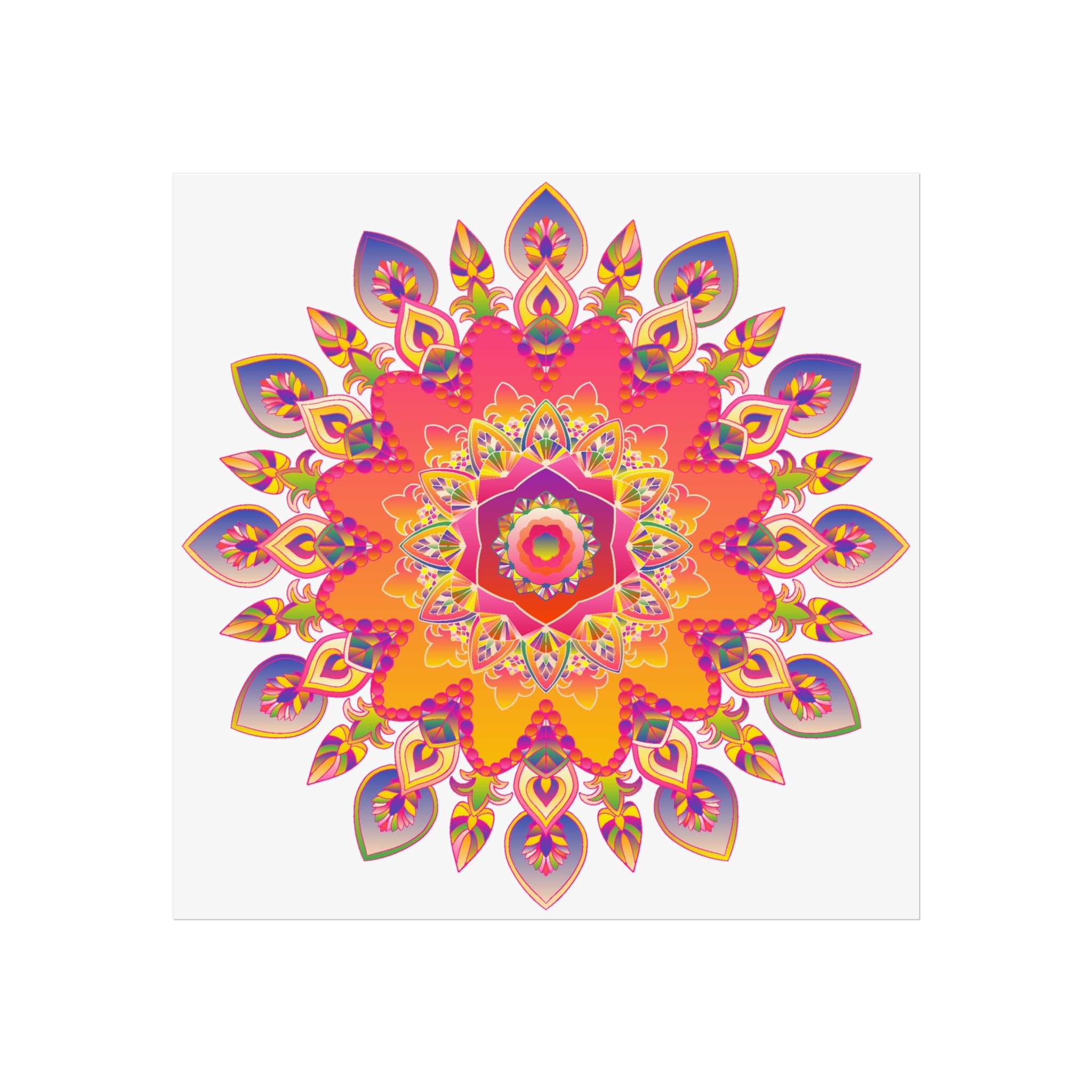 Vibrant Floral Mandala Fine Art Poster — Boho Wall Decor for Living Room & Meditation