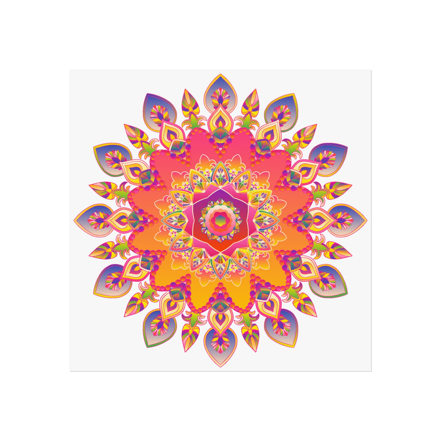 Vibrant Floral Mandala Fine Art Poster — Boho Wall Decor for Living Room & Meditation