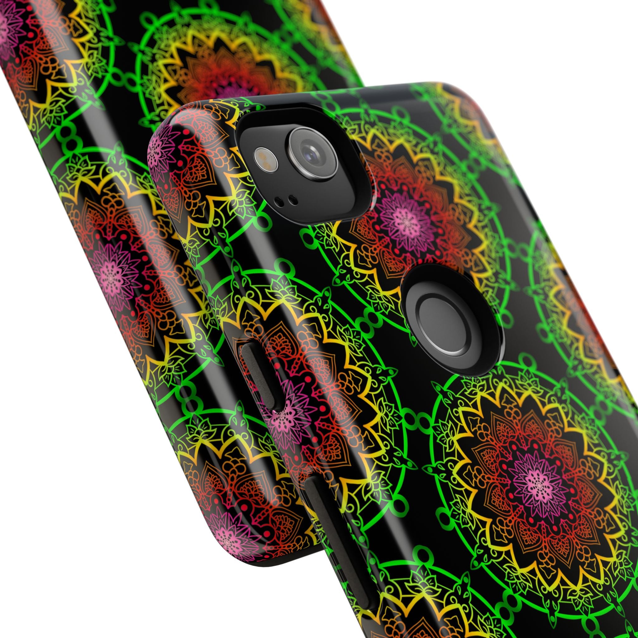 Custodia per telefono con mandala artistica, motivi audaci e stile moderno
