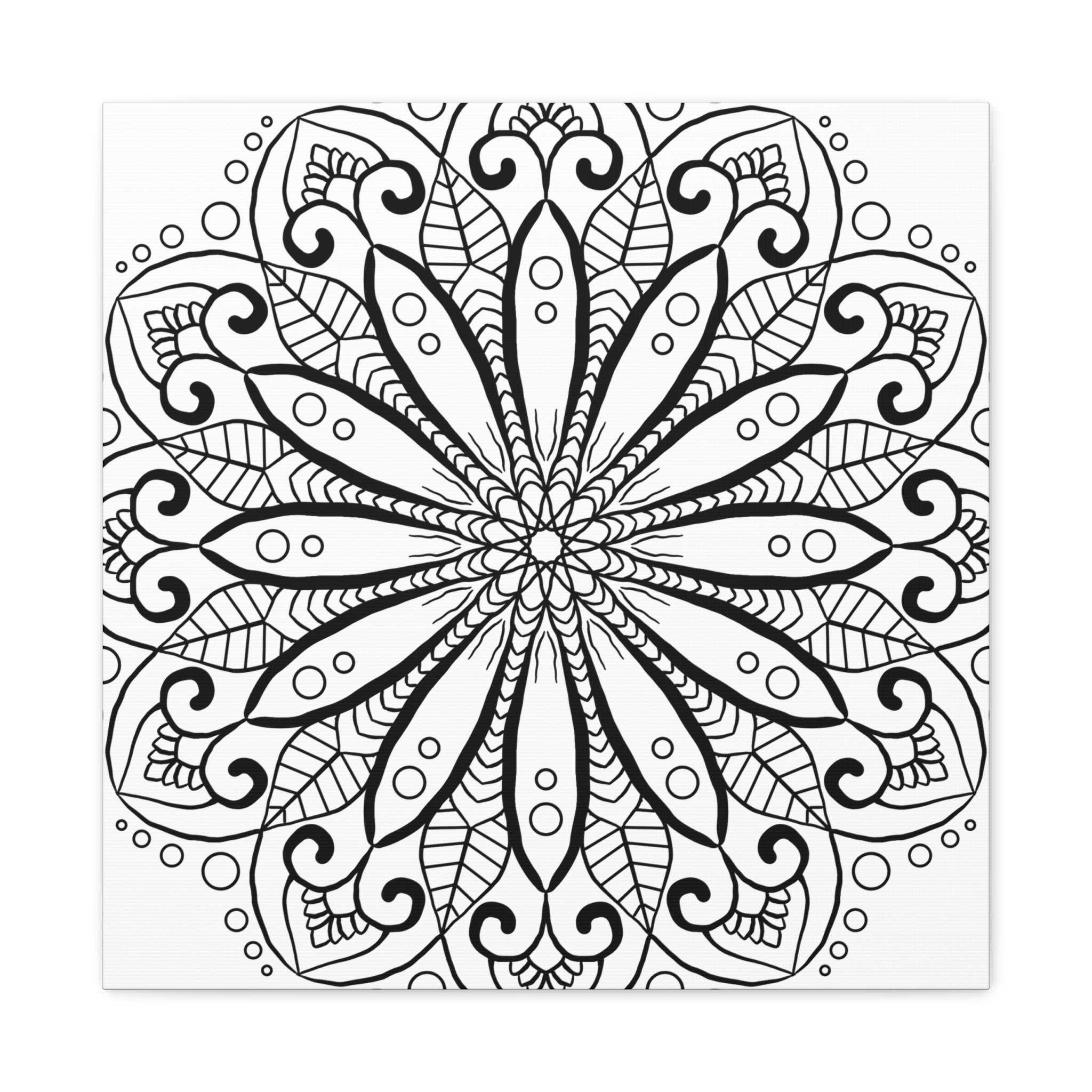 Handmade Mandala Art - Black & White Wall Art - Matte Canvas, Stretched, 125 alt text 5