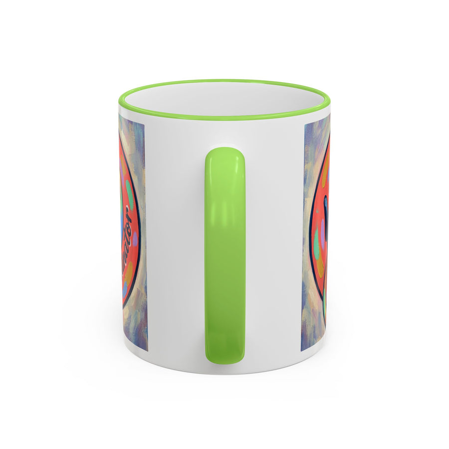 Colorful Paw Print Pet Lover Accent Rim Mug (11oz/15oz)