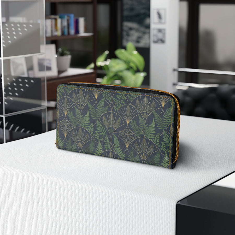 Fern Art Deco Zipper Wallet — Patterned Wallet