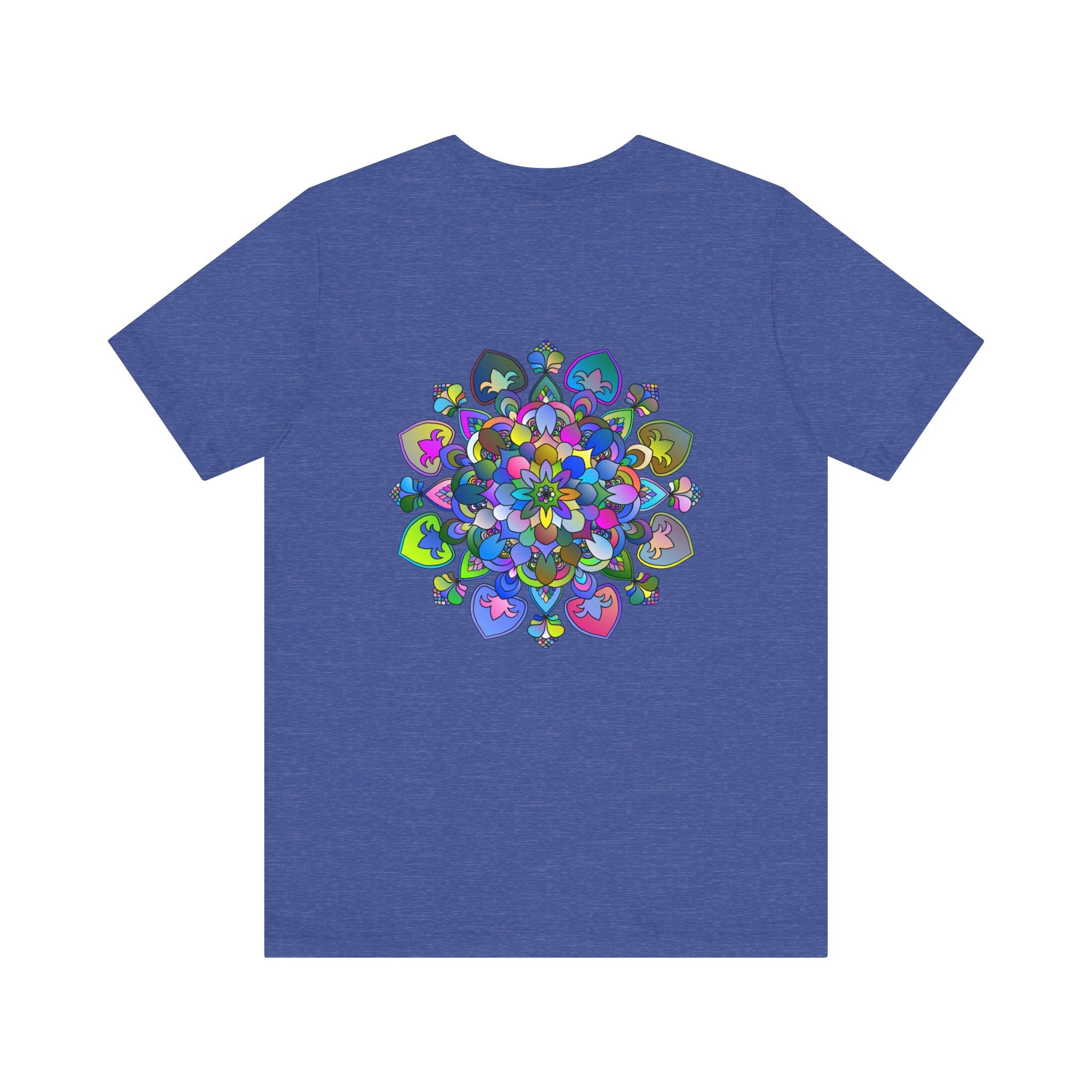 Intricate blue and green mandala t-shirt representing harmony