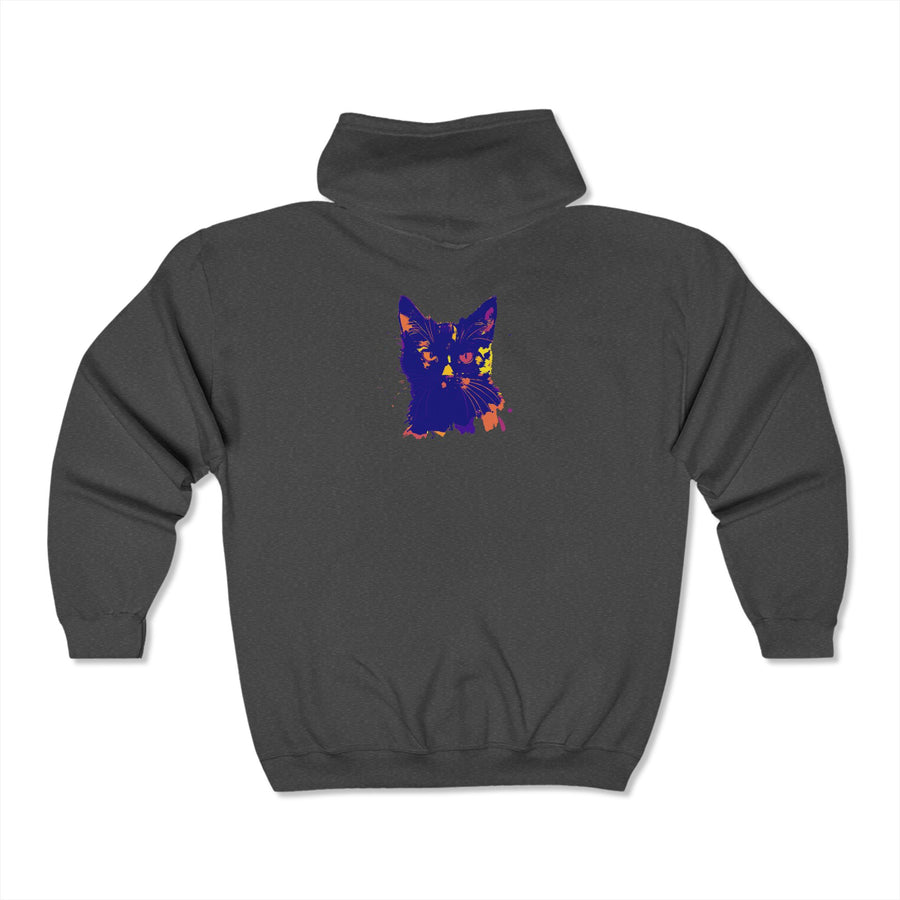 Close-up of the soft and cozy fabric of the Black Cat Watercolor Hoodie - Mystical Design