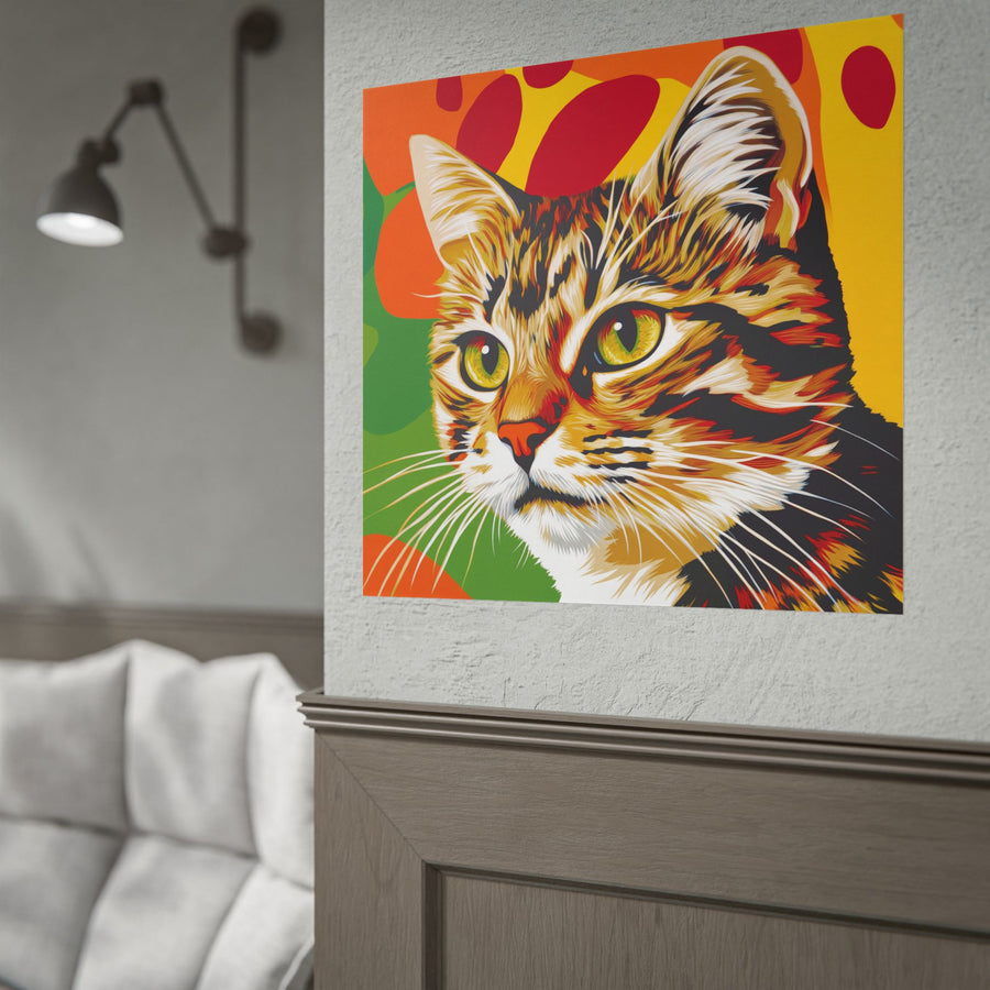 Poster gatto pop art colorato — Arte da parete arrotolabile per amanti dei gatti