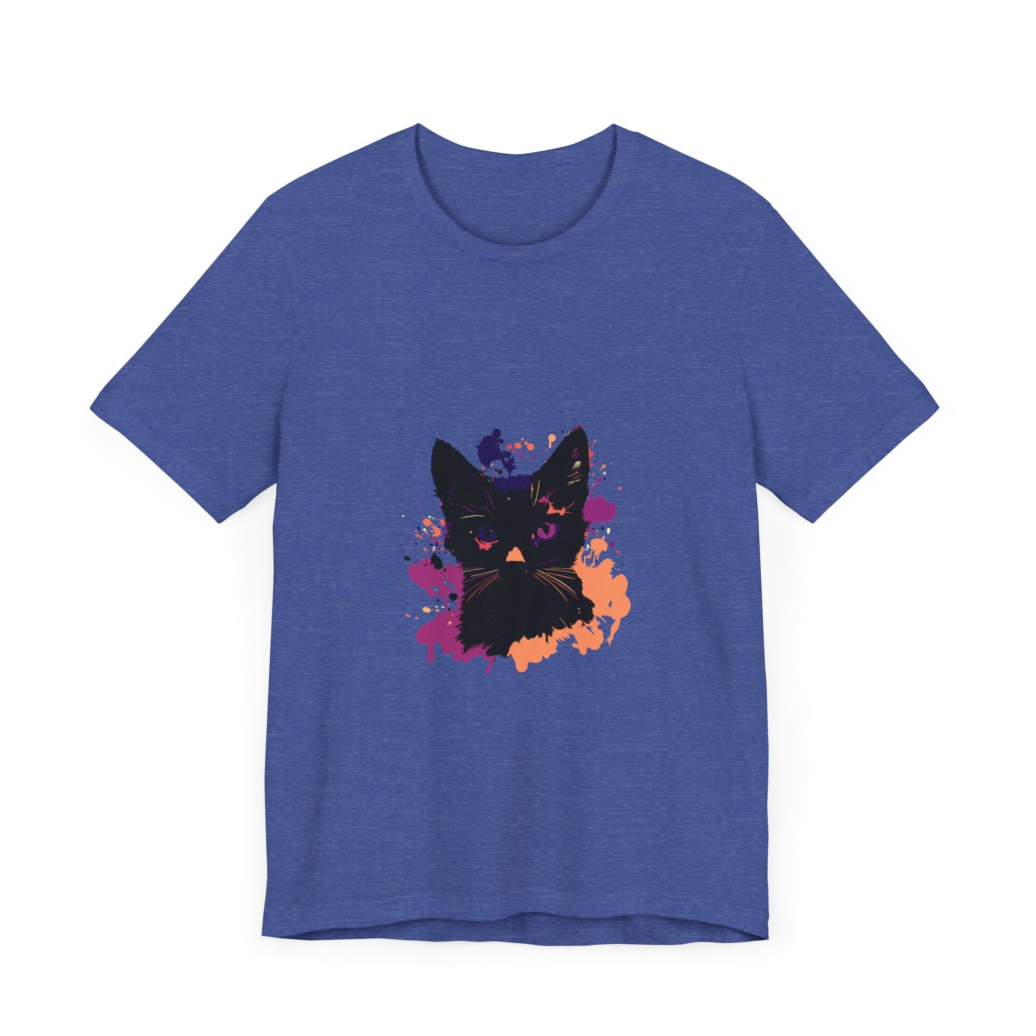Black Cat Mystery T-Shirt featuring a striking design with purple eyes