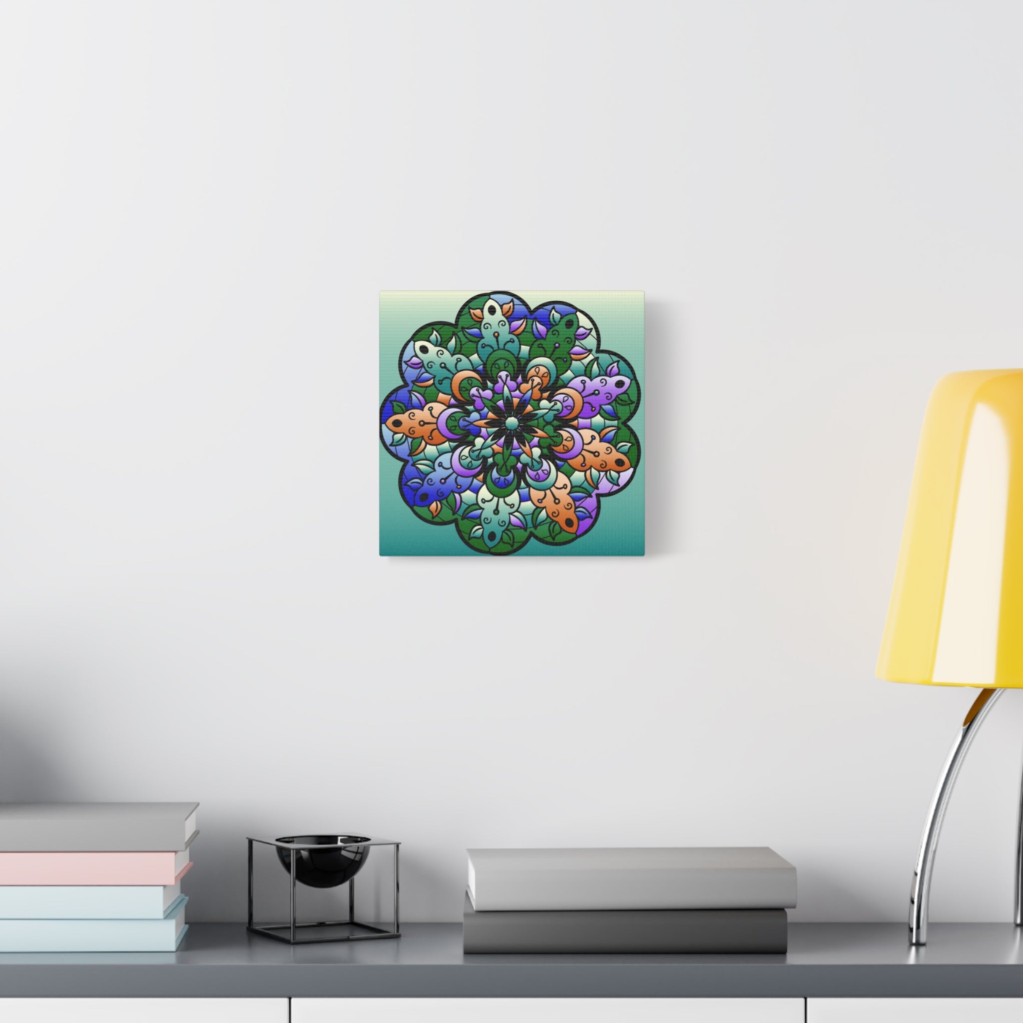Stampa su tela opaca Mandala floreale — Arte da parete colorata su telaio