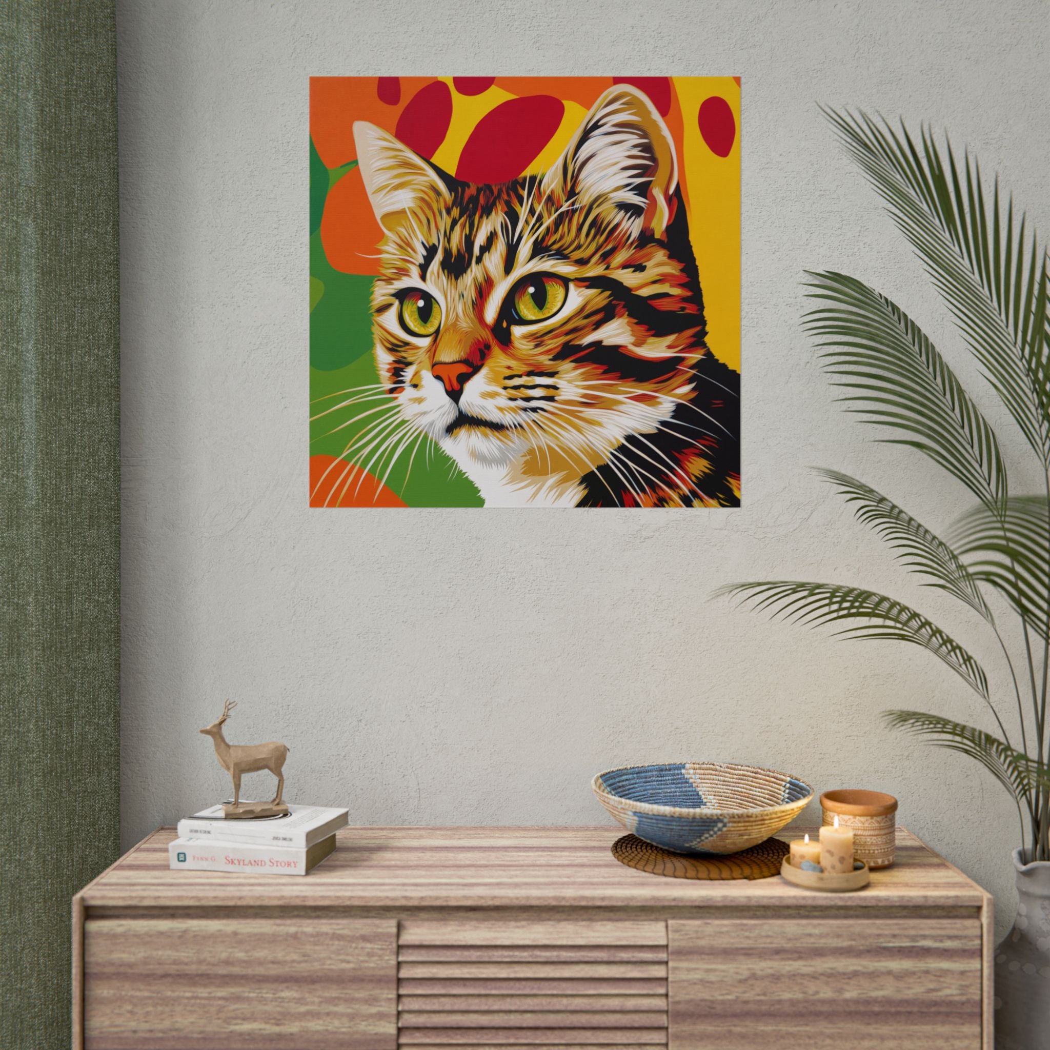 Colorful Pop Art Cat Poster — Rolled Wall Art for Cat Lovers