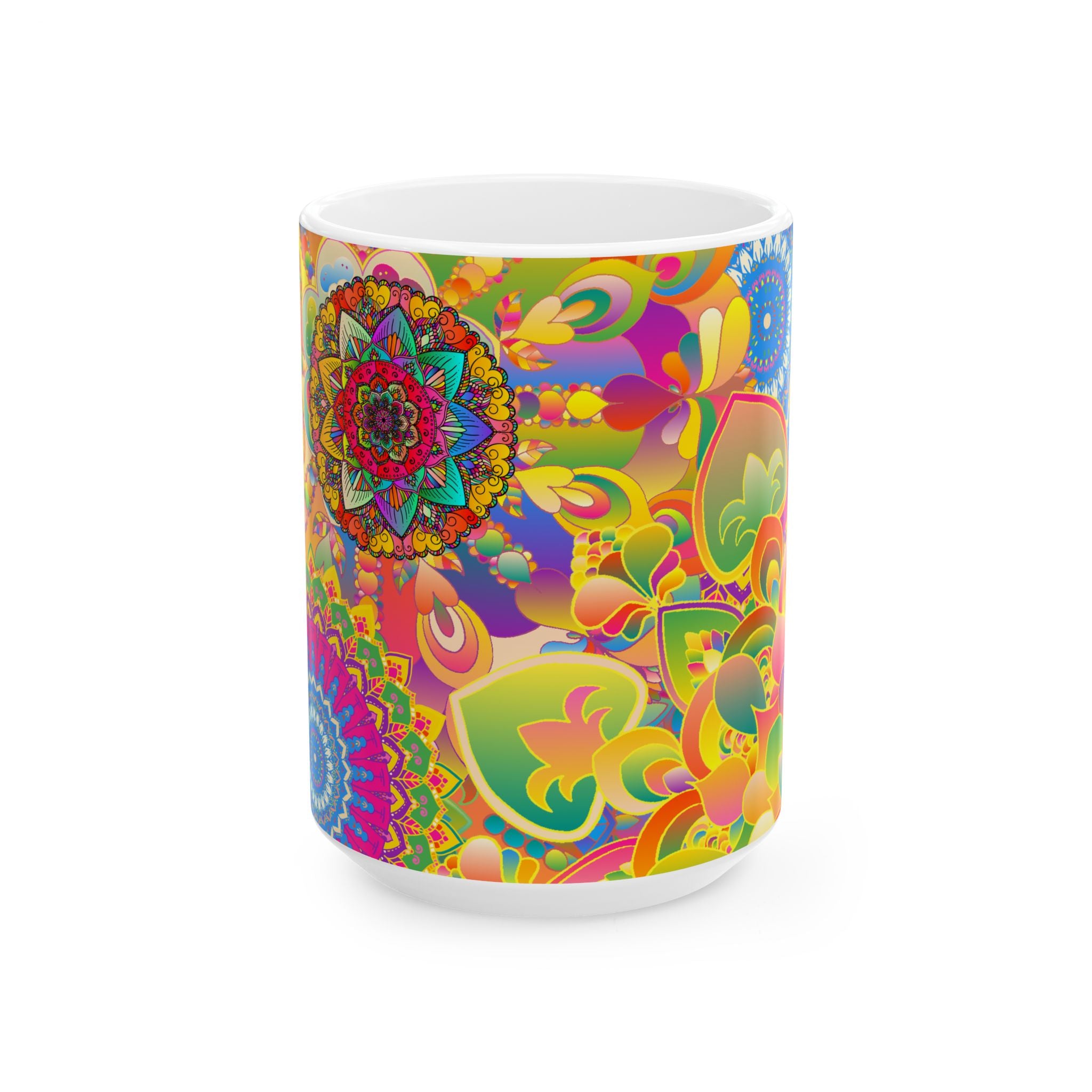 Psychedelic Floral Mandala Ceramic Mug