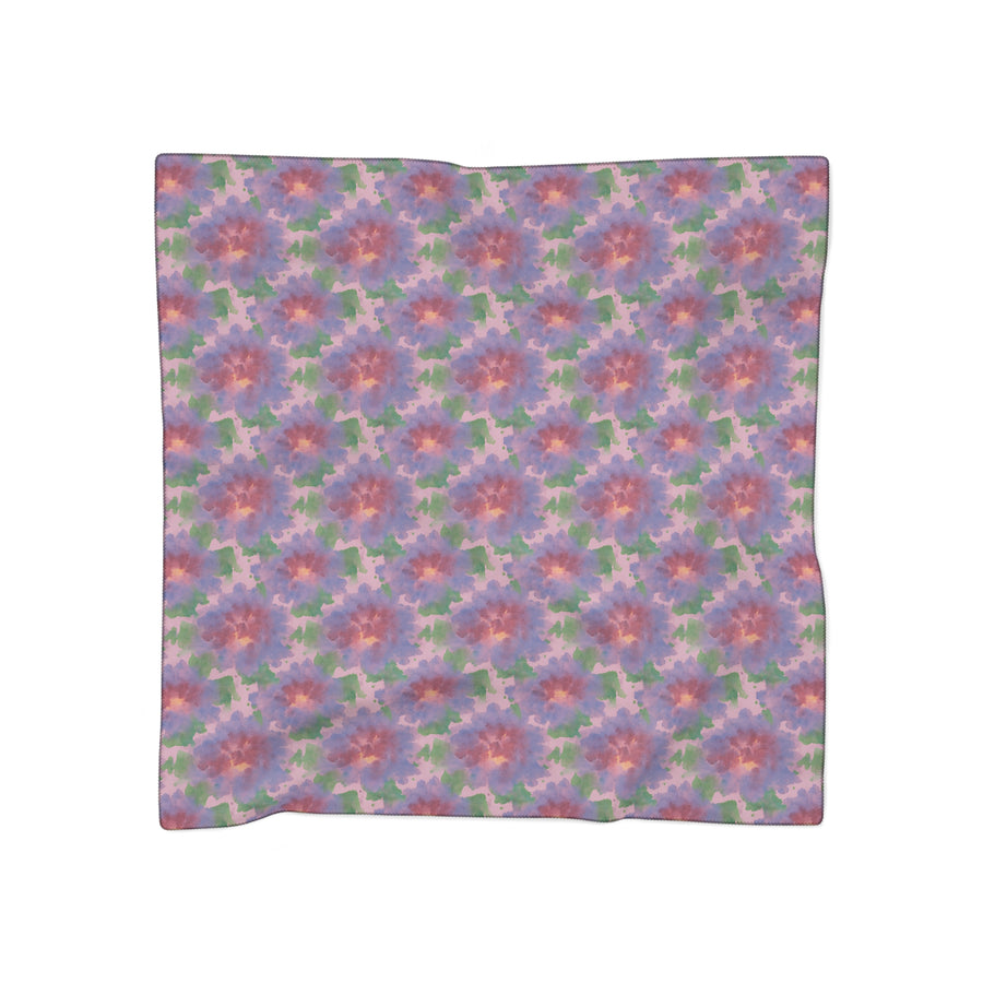Floral Watercolor Poly Scarf - Lavender Pink Green Spring Pattern