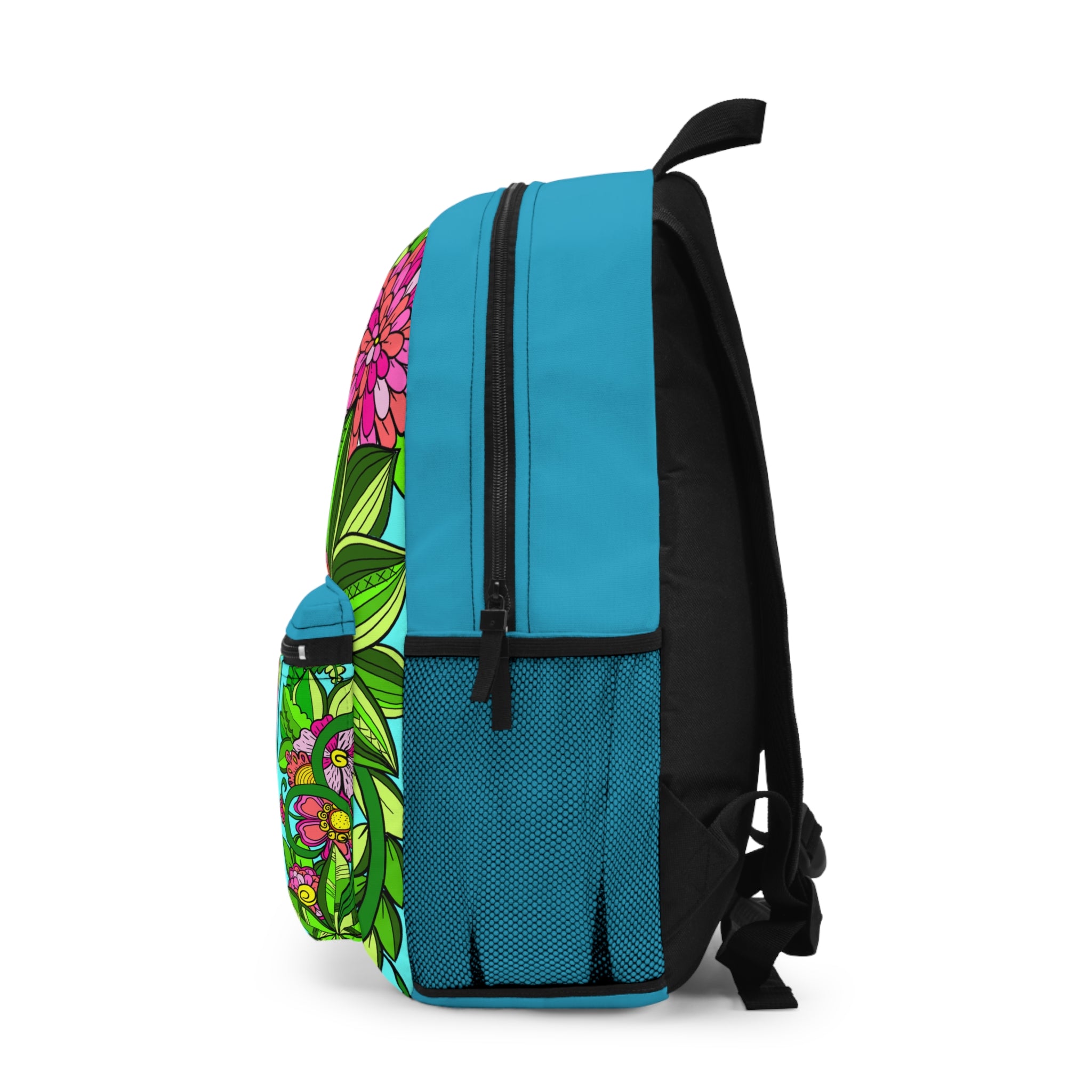 Floral Adventure Backpack in Bright Turquoise and Pink Tones