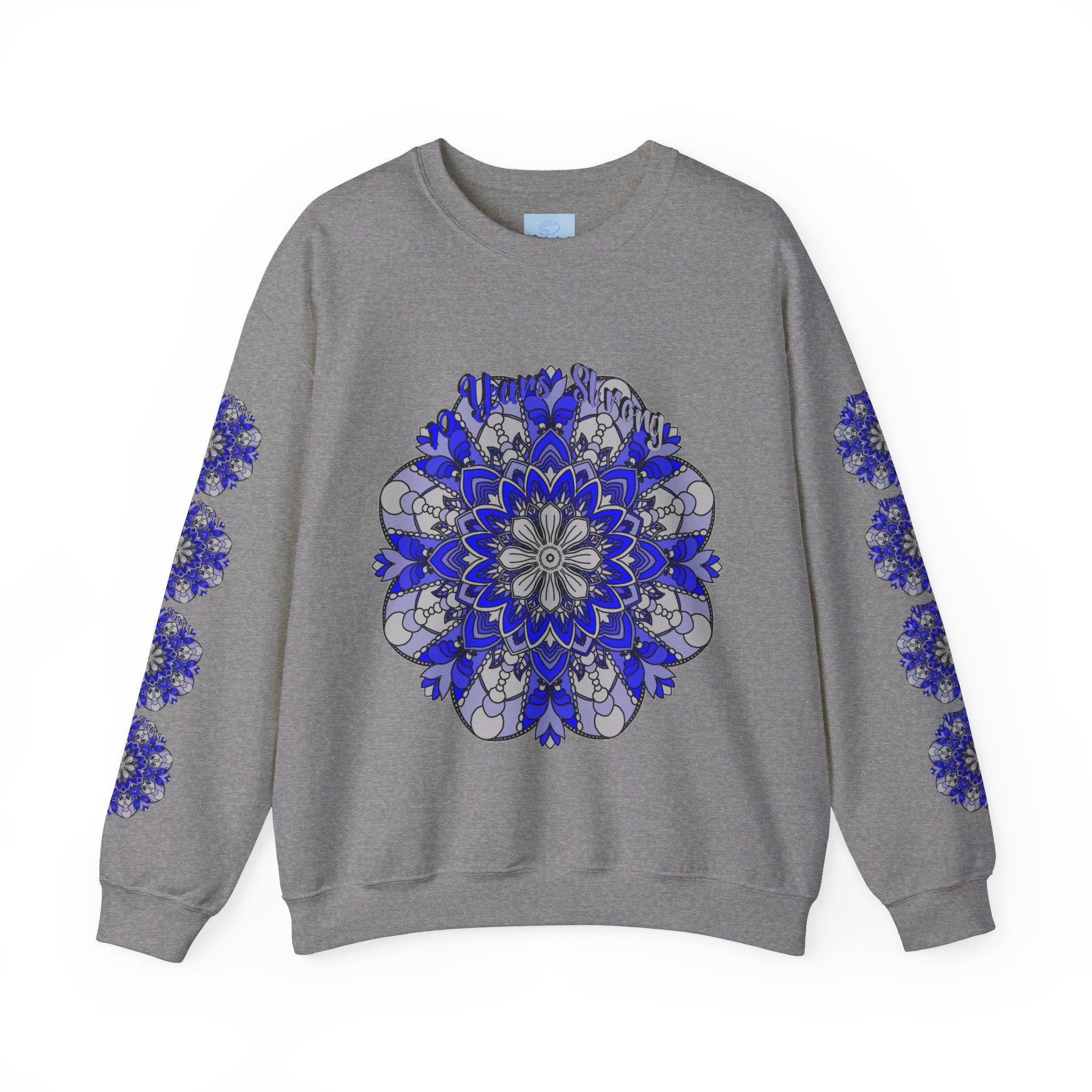 10th Anniversary 10 Years Strong Unisex Sweatshirt in Gray Lifestyle Shot in Urban Setting