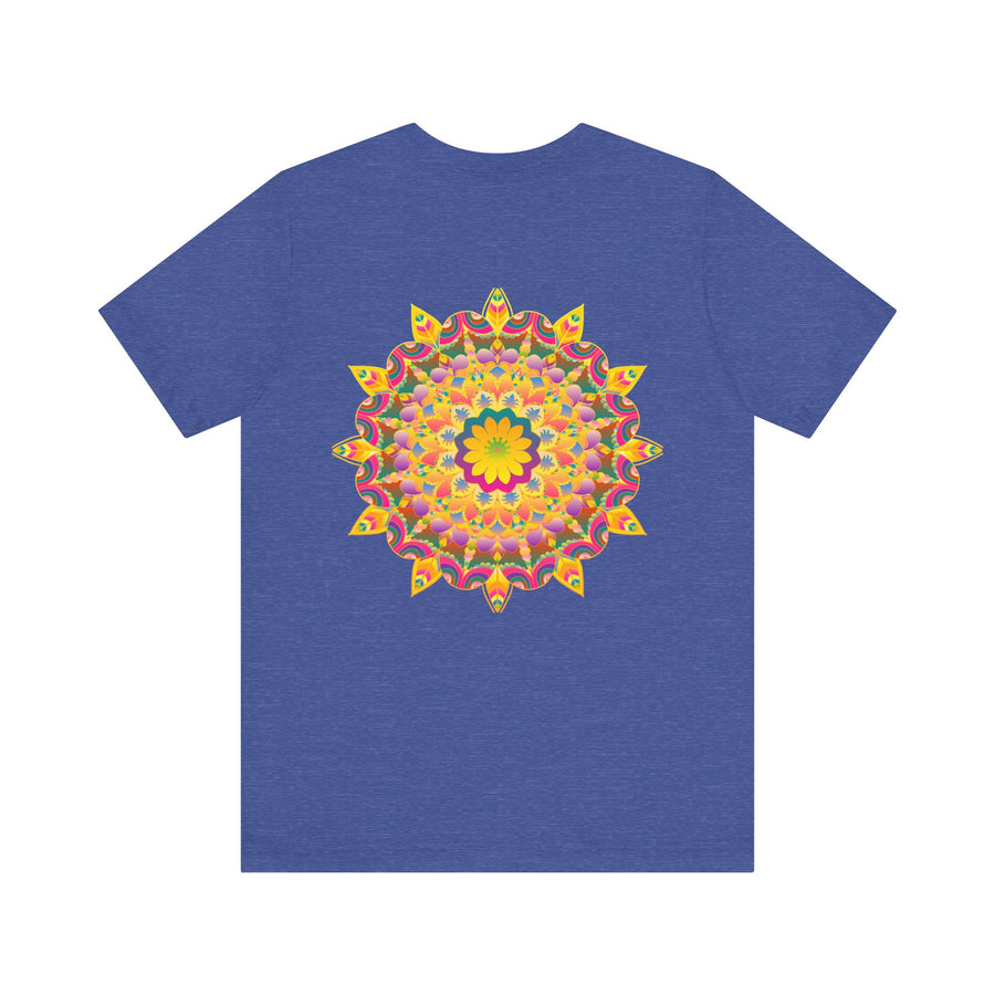 Vibrant Mandala Tee with intricate floral design in colorful hues, symbolizing peace and harmony for a stylish and calming fashion statement