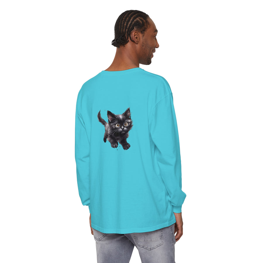 Adorable watercolor illustration of a playful kitten printed on a high-quality t-shirt