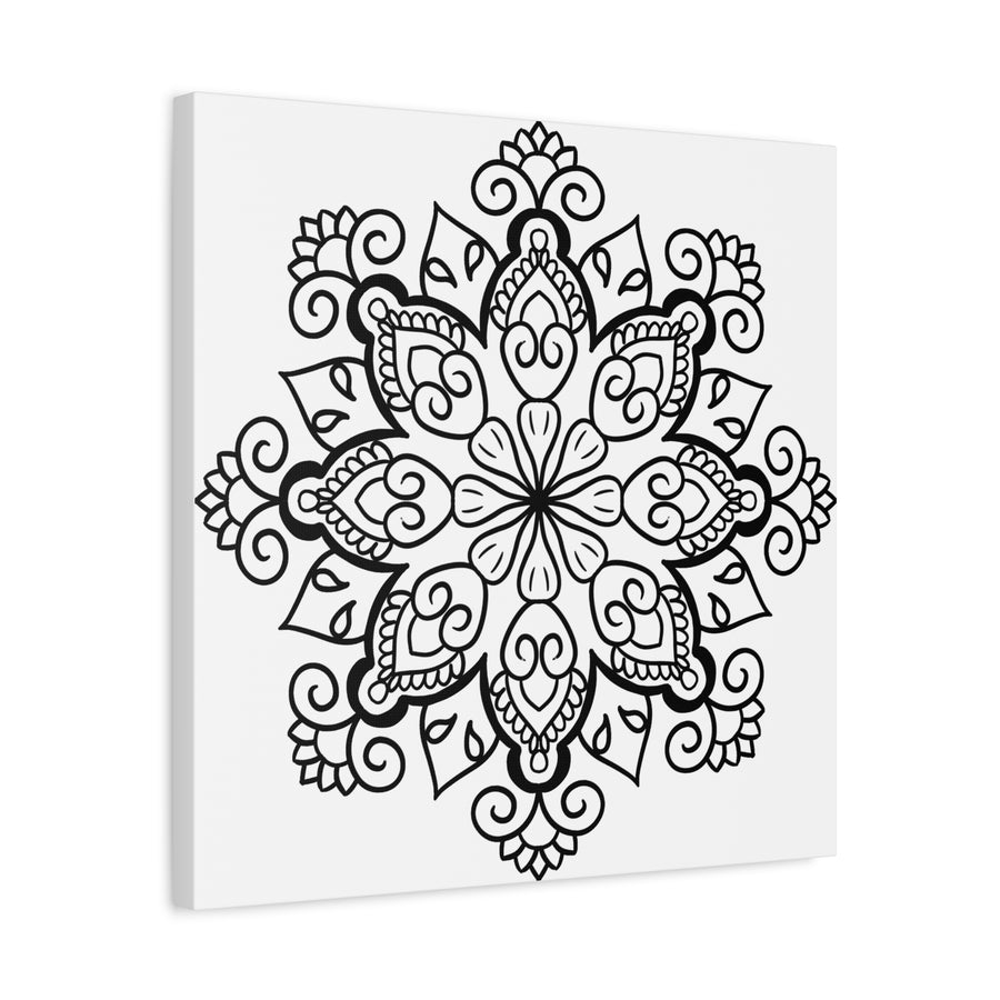 Exquisite Mandala Artwork in Black & White on stretched canvas