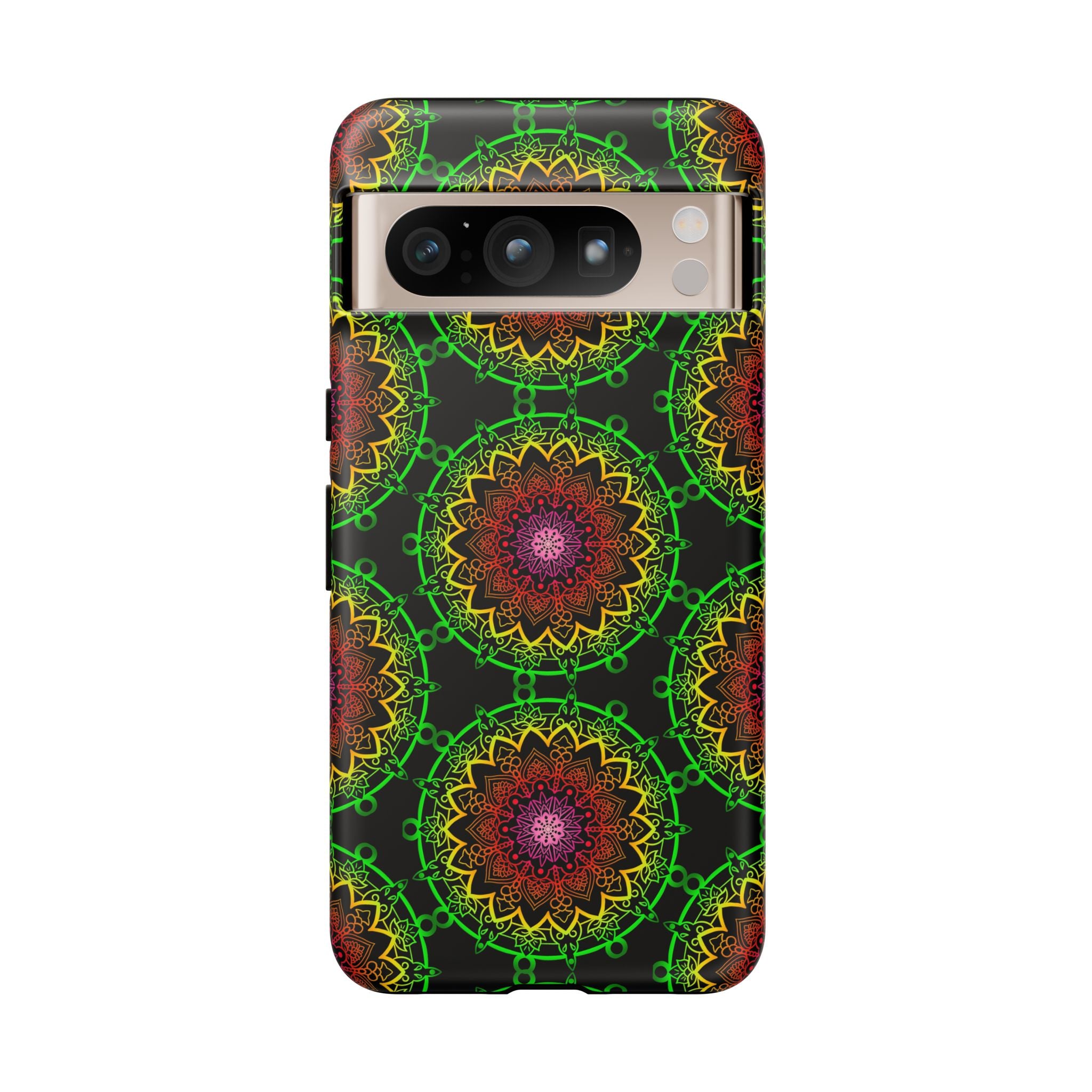 Custodia per telefono con mandala artistica, motivi audaci e stile moderno