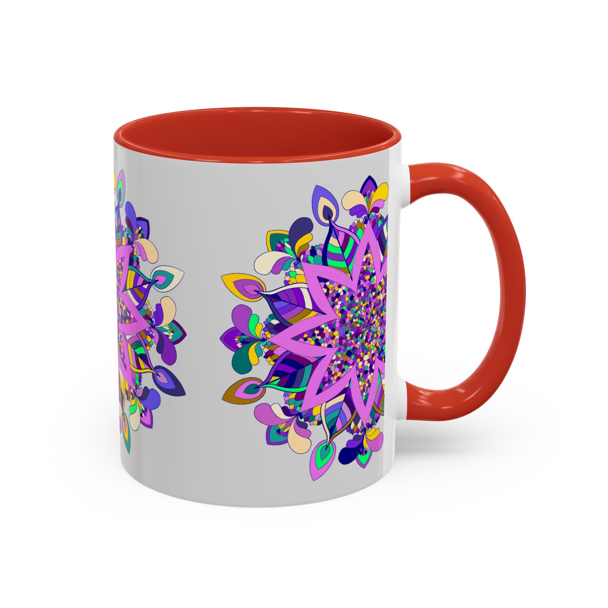Mug with Unique Mandala Art on Light Grey Background