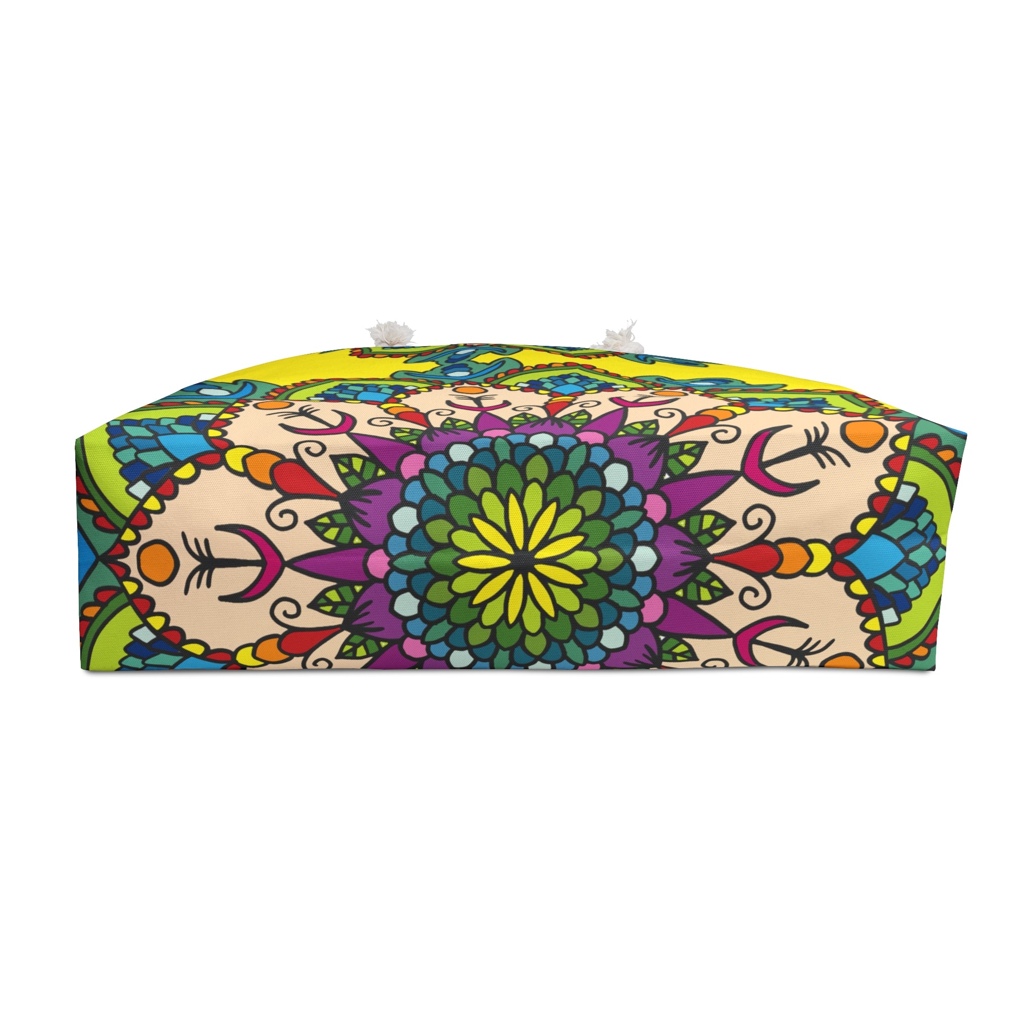 Leuchtend gelbe Mandala-Wochenendtasche für vergnügliche Strandausflüge