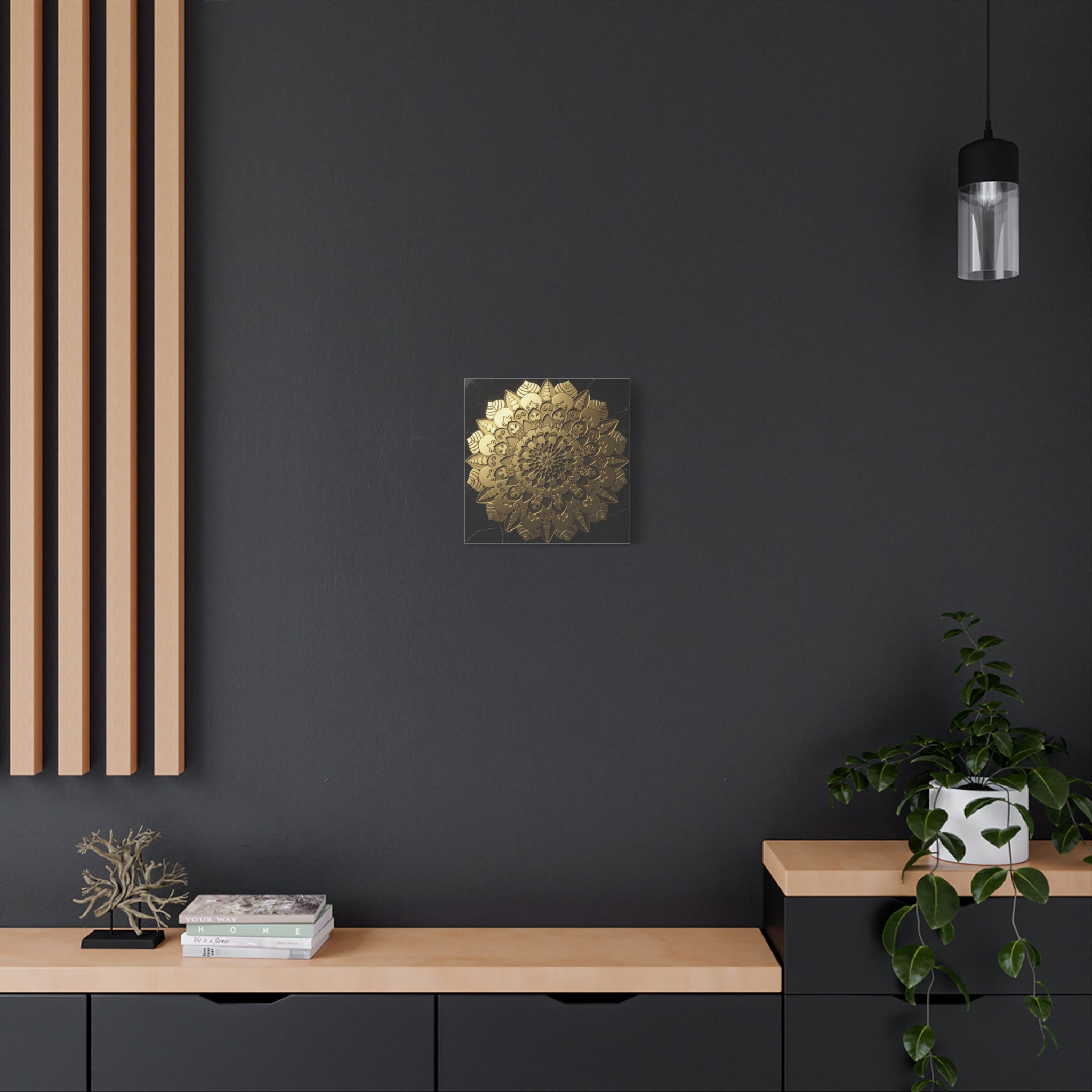 Midnight Mandala Reflection – Stretched Matte Canvas