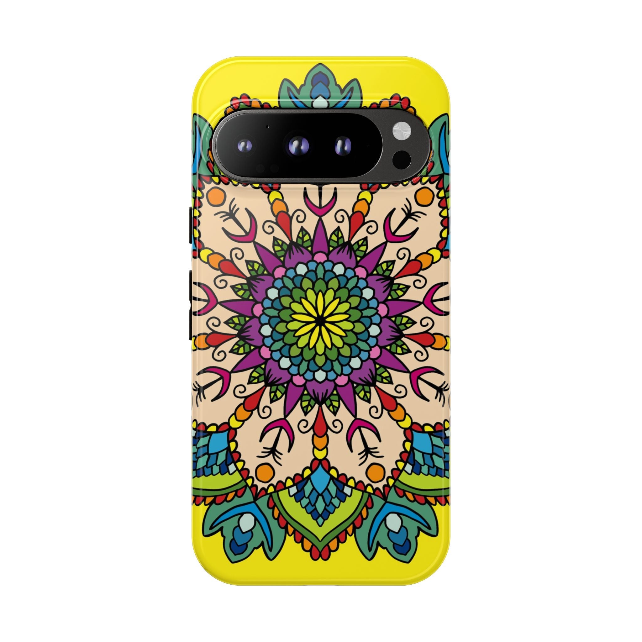 Intricate Floral Yellow Phone Case for Bold Protection and Style