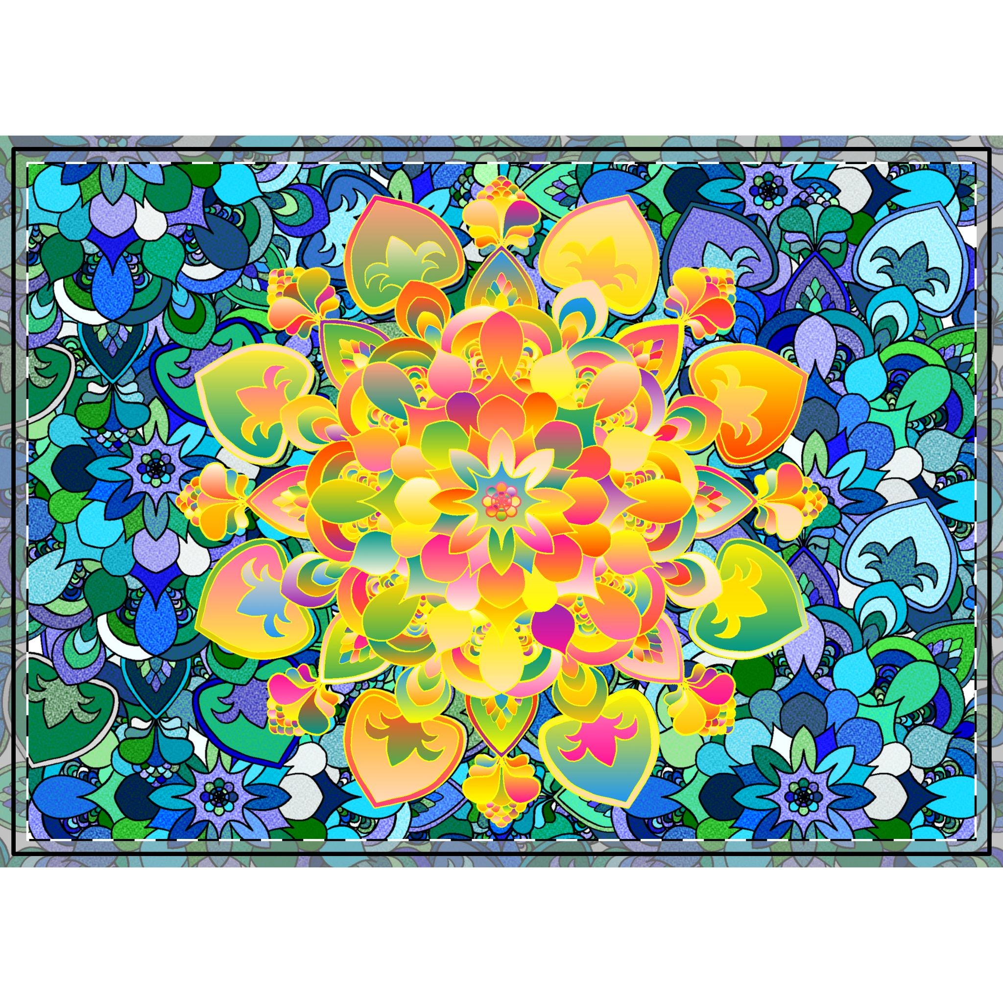 Floral Mandala Woven Wall Tapestry — Vibrant Rainbow Flower Boho Decor